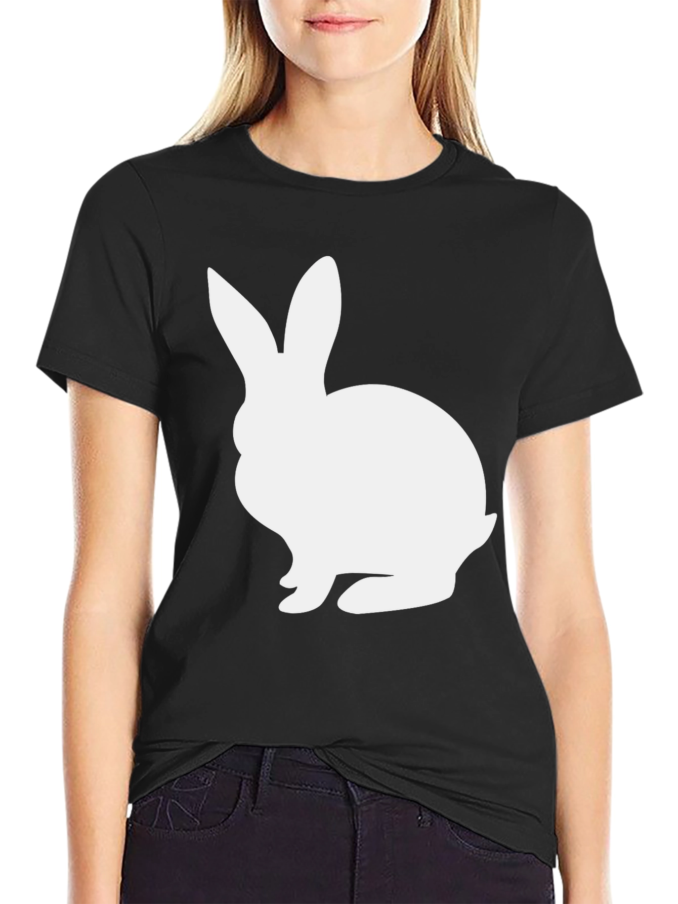 White Rabbit Graphic Tee - Black Cotton Blend