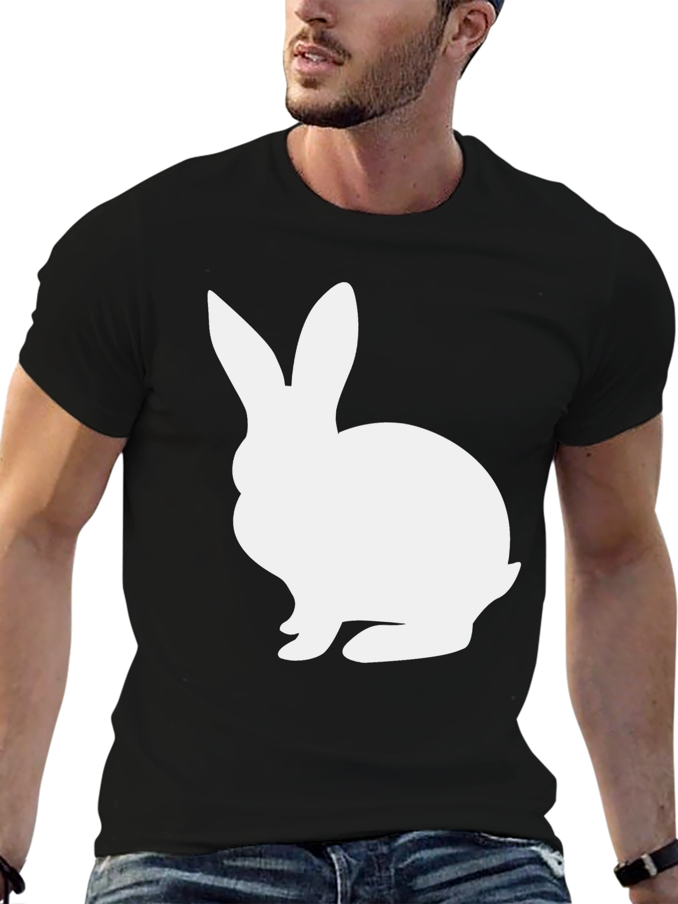 White Rabbit Graphic Tee - Black Cotton Blend