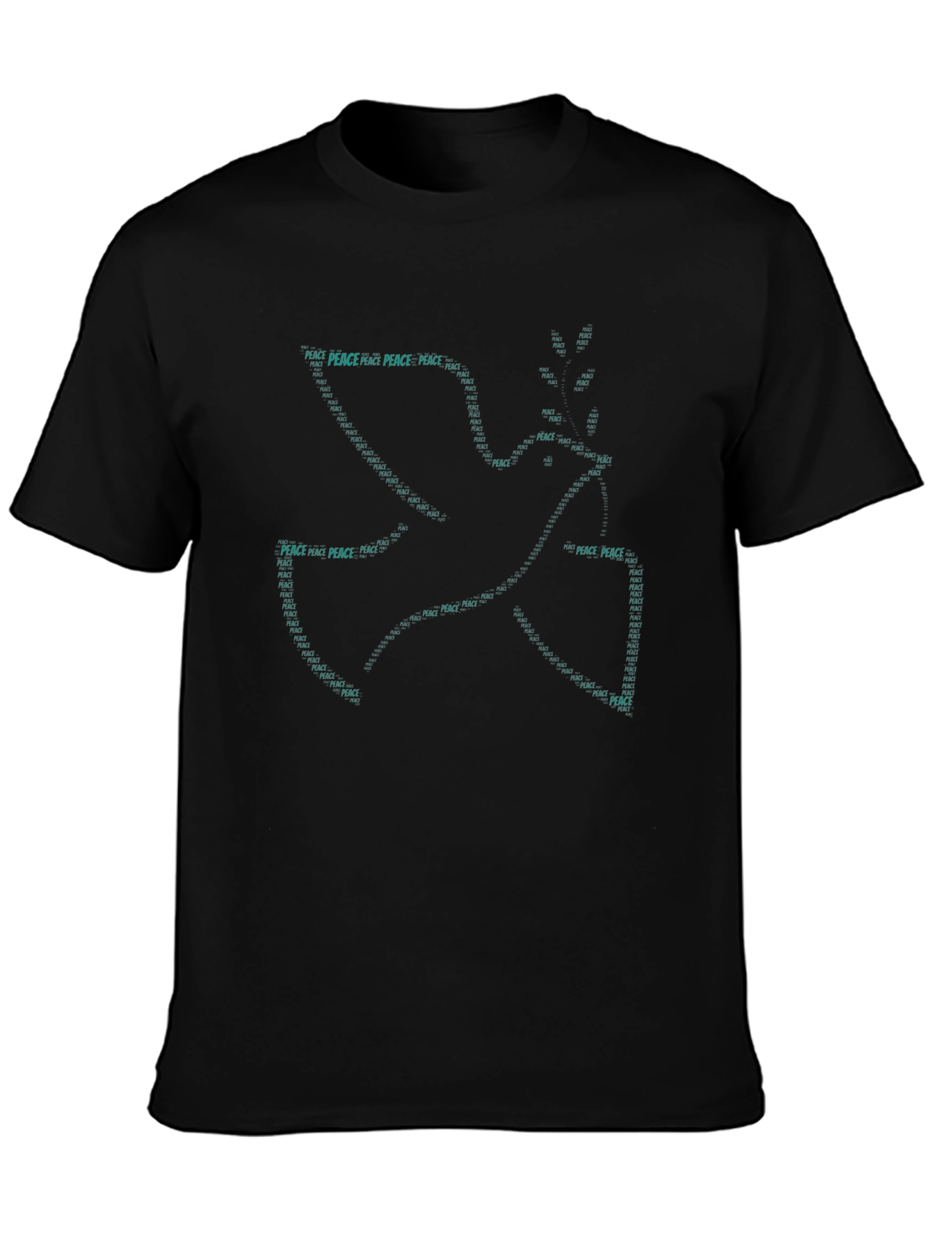 Peace Dove Graphic Print Mens Black T-Shirt