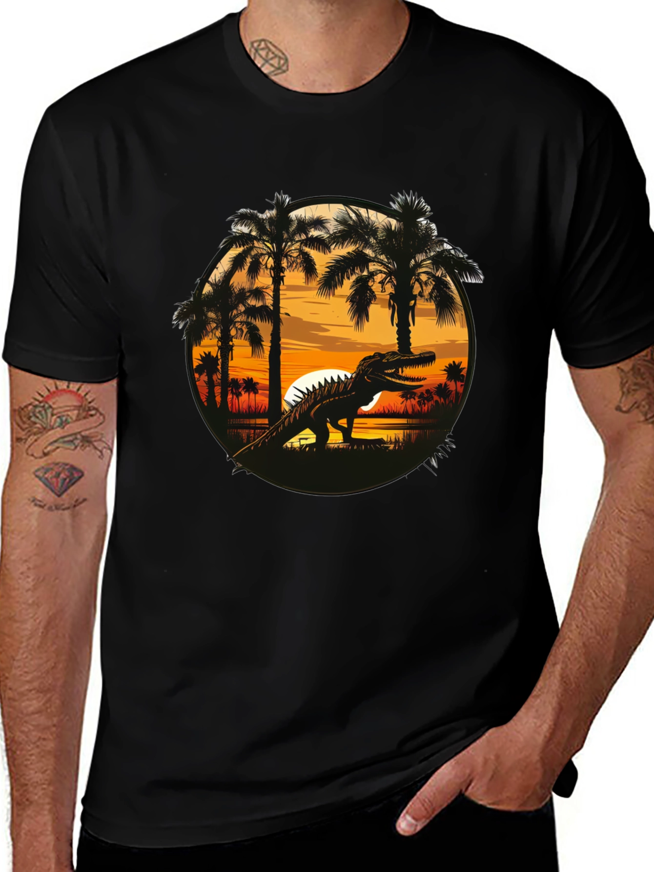 Dinosaur Sunset Graphic Tee