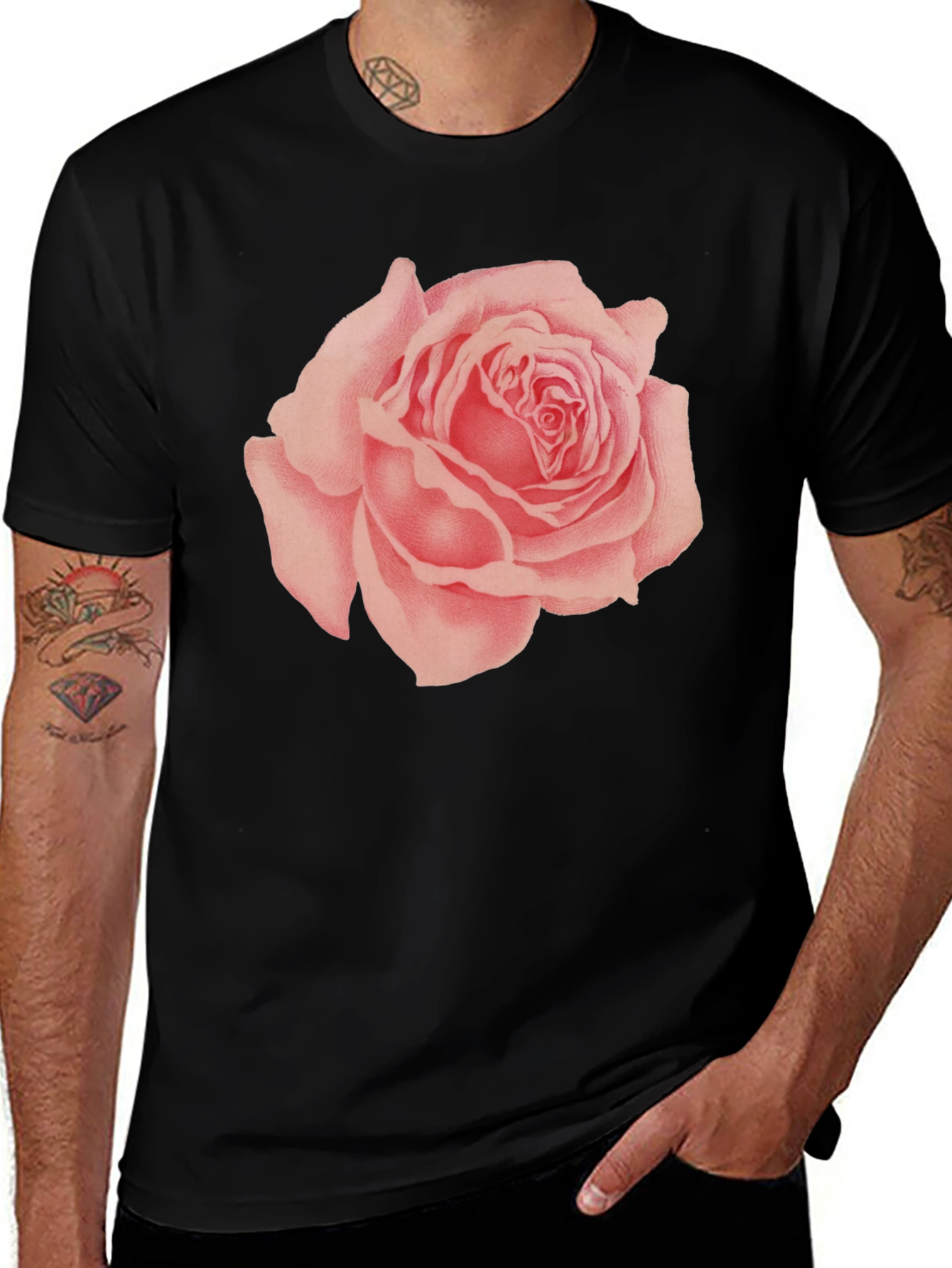 Rose Graphic Black T-Shirt