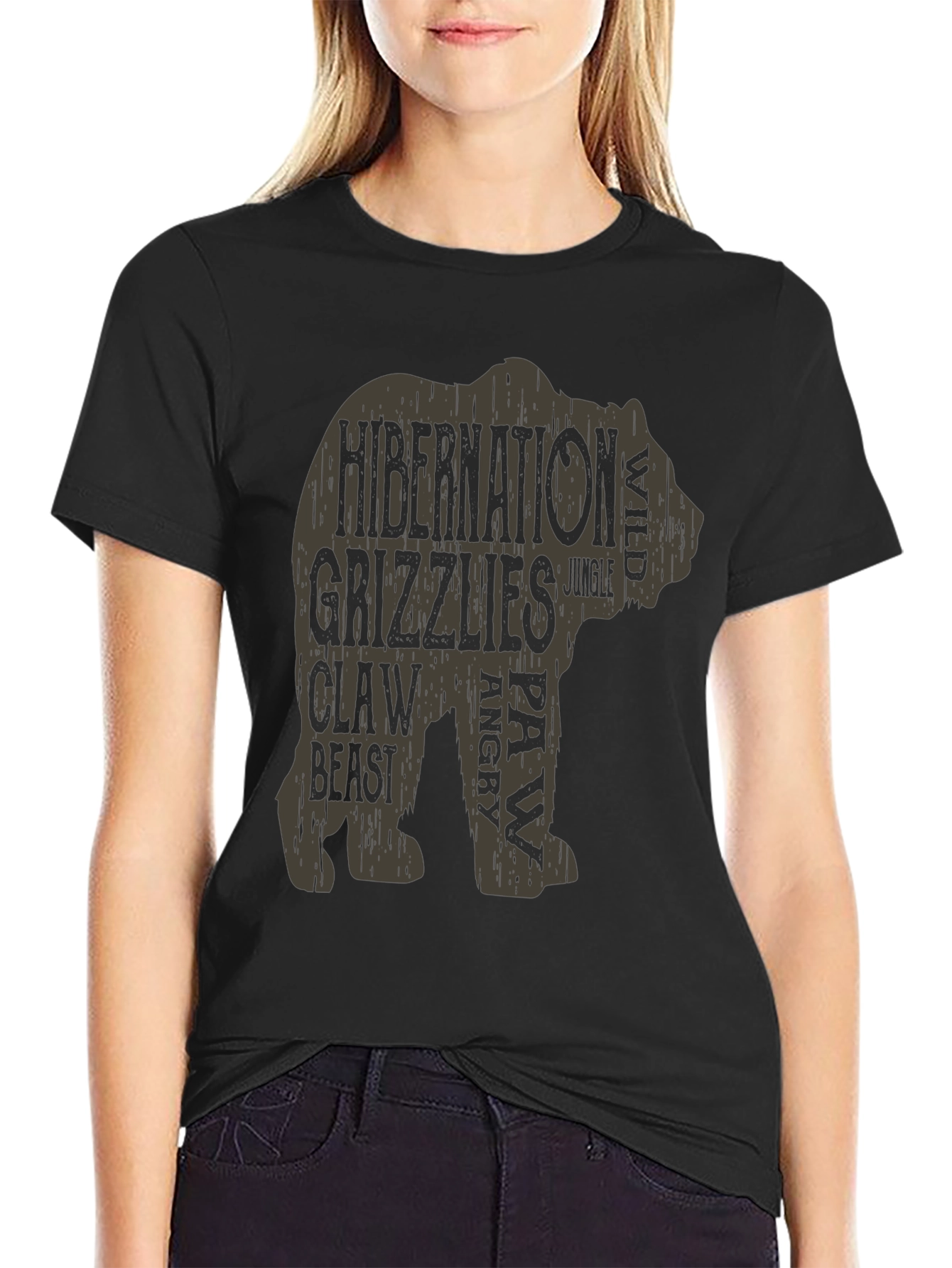 Bear Word Art Graphic T-Shirt