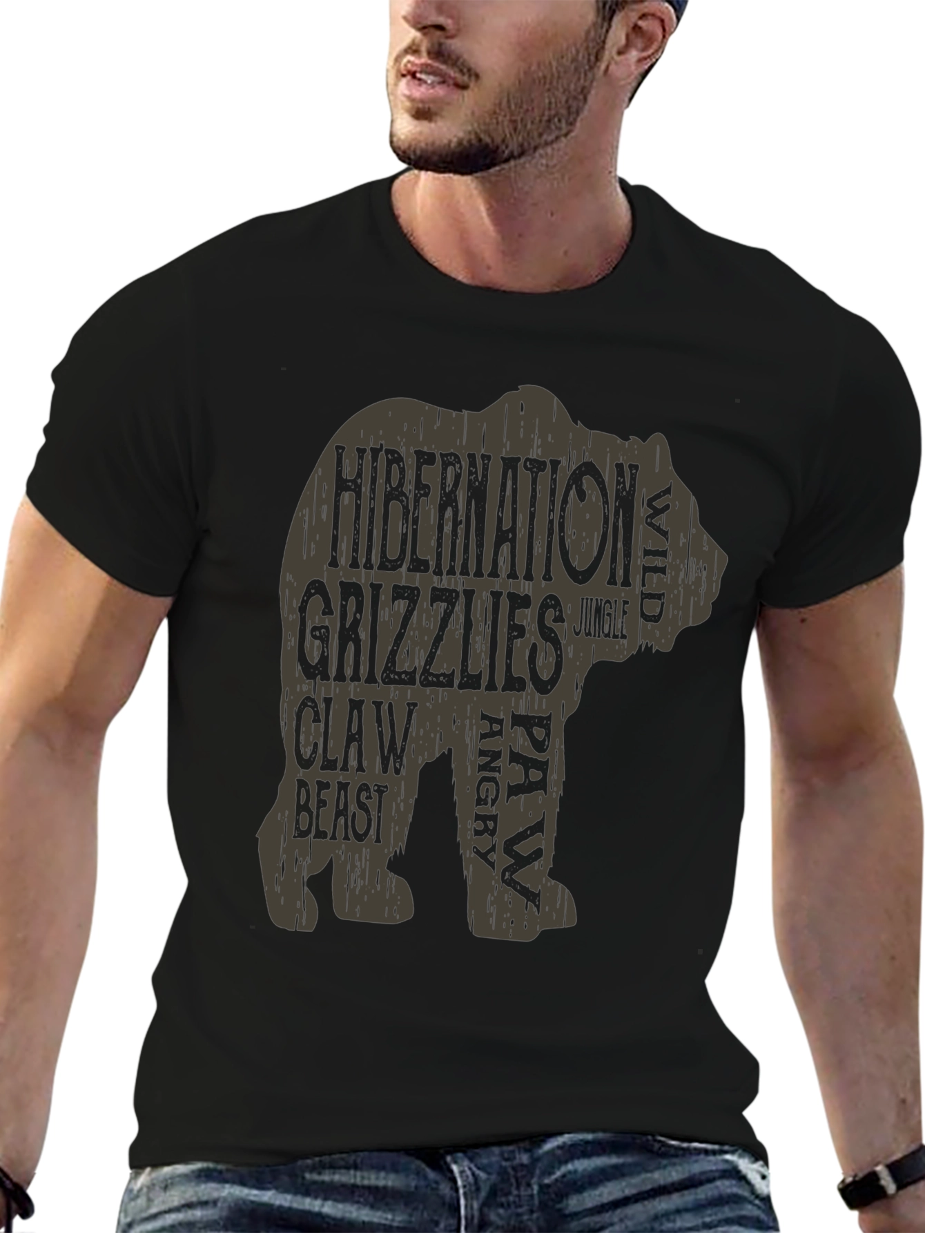 Bear Word Art Graphic T-Shirt