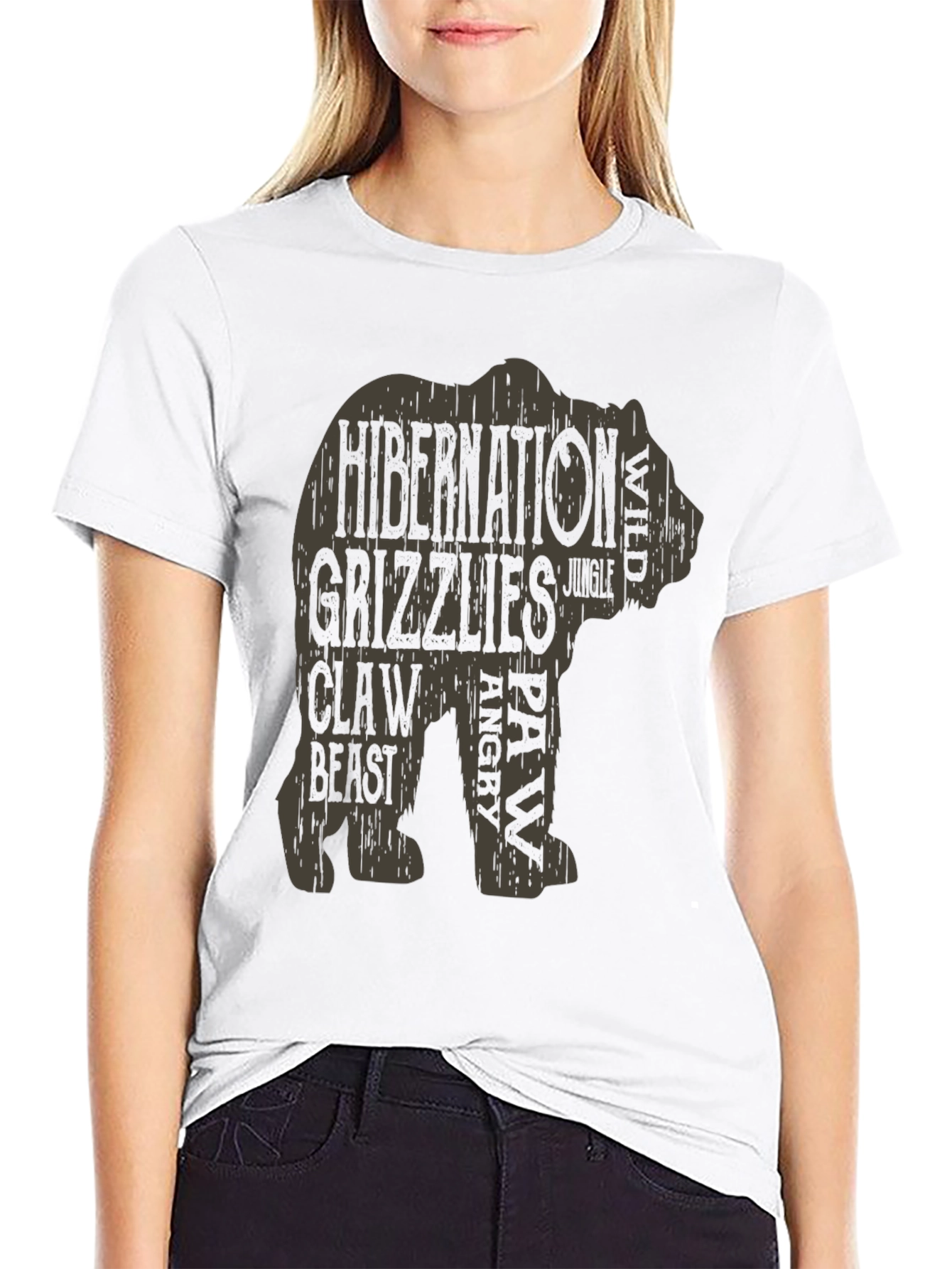 Bear Word Art Graphic T-Shirt