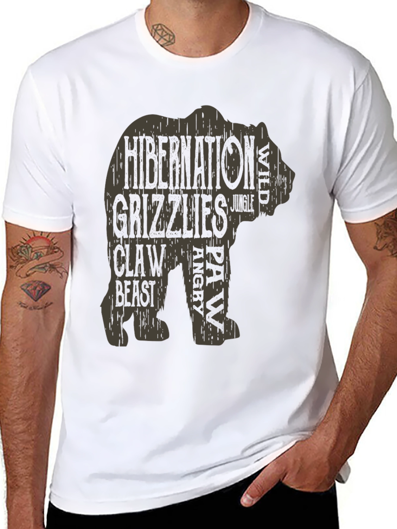Bear Word Art Graphic T-Shirt