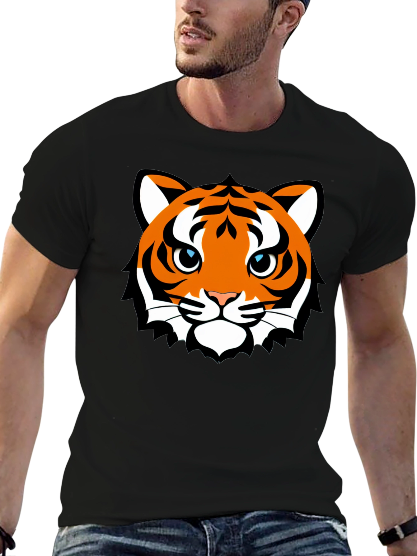 Tiger Face Graphic T-Shirt - Mens Black Tee
