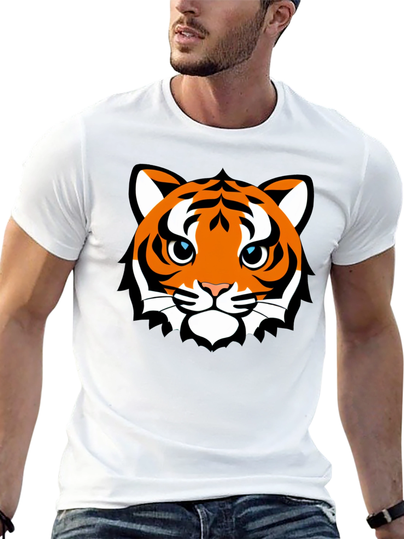 Tiger Face Graphic T-Shirt - Mens Black Tee