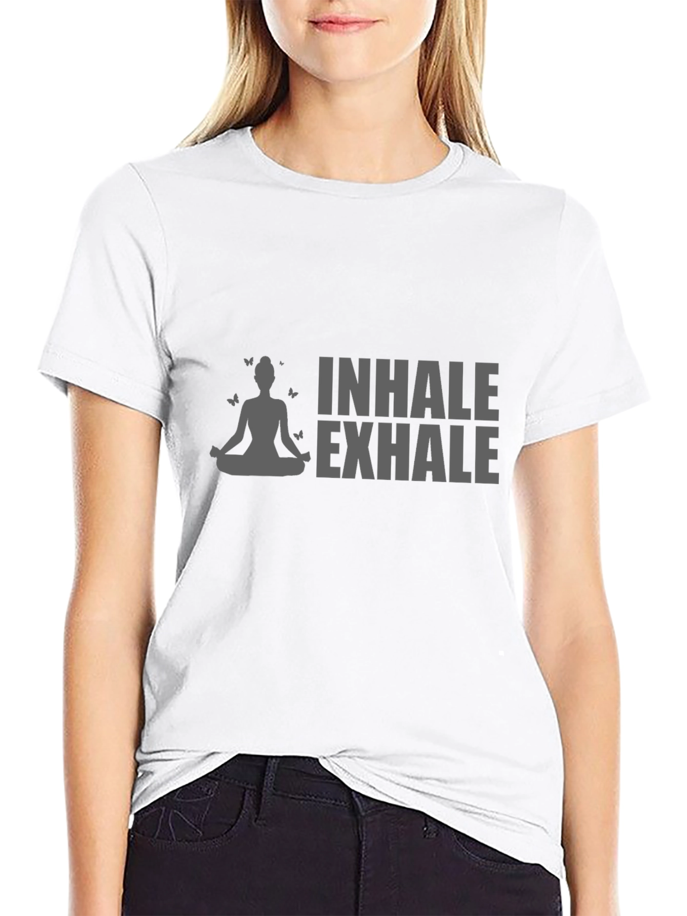 Inhale Exhale Yoga Graphic Black T-Shirt