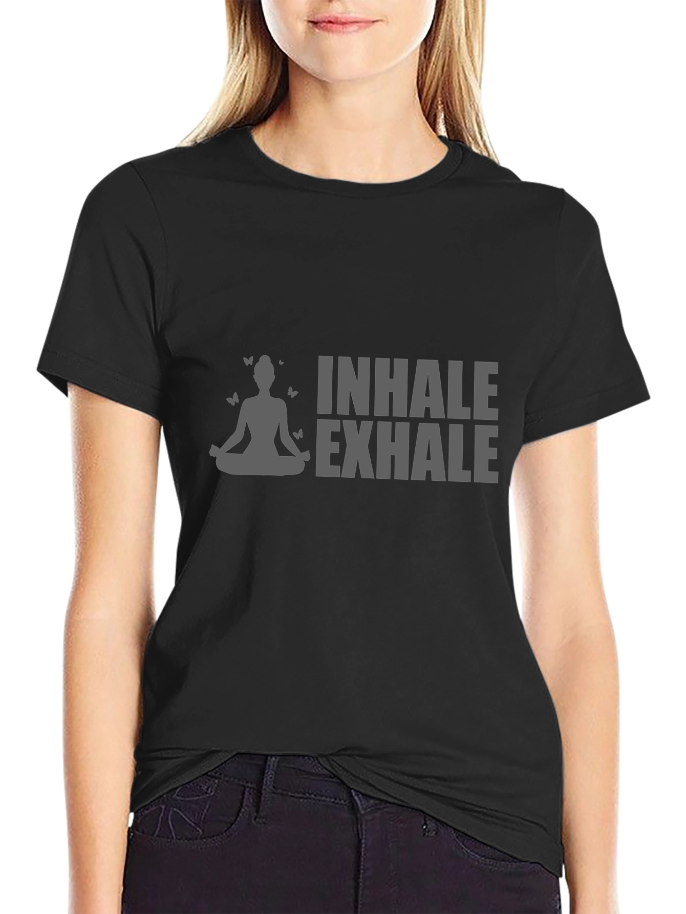 Inhale Exhale Yoga Graphic Black T-Shirt