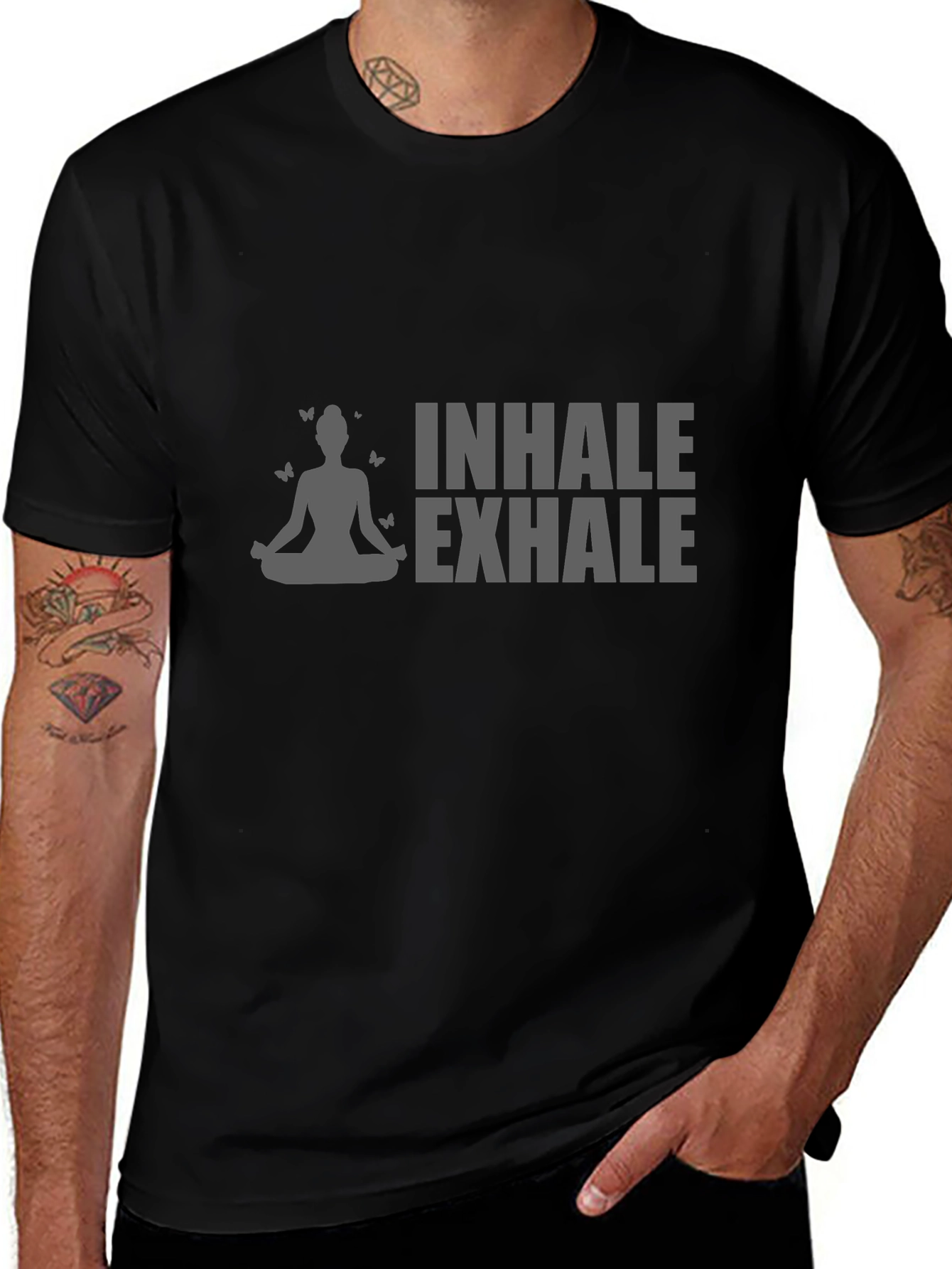 Inhale Exhale Yoga Graphic Black T-Shirt