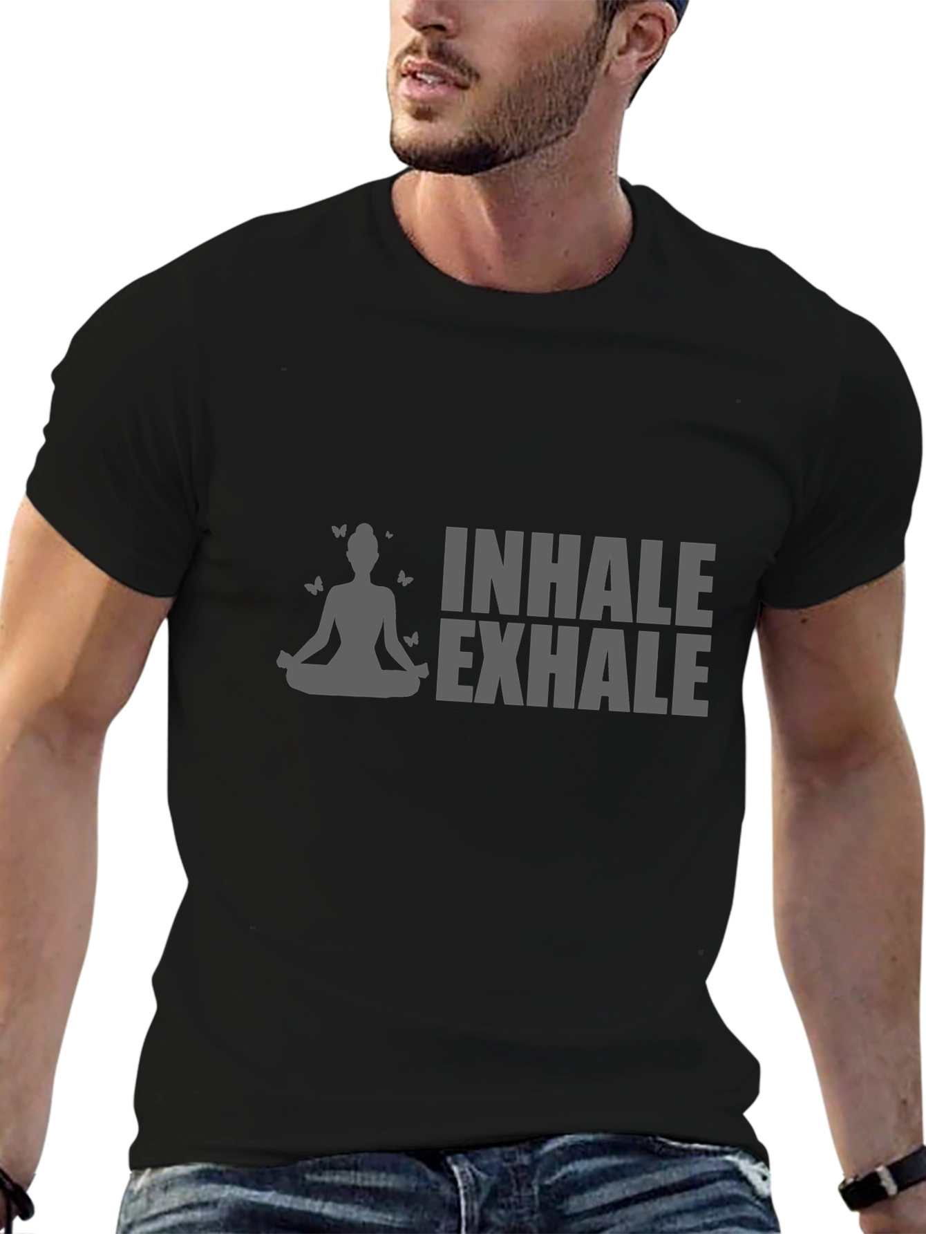 Inhale Exhale Yoga Graphic Black T-Shirt