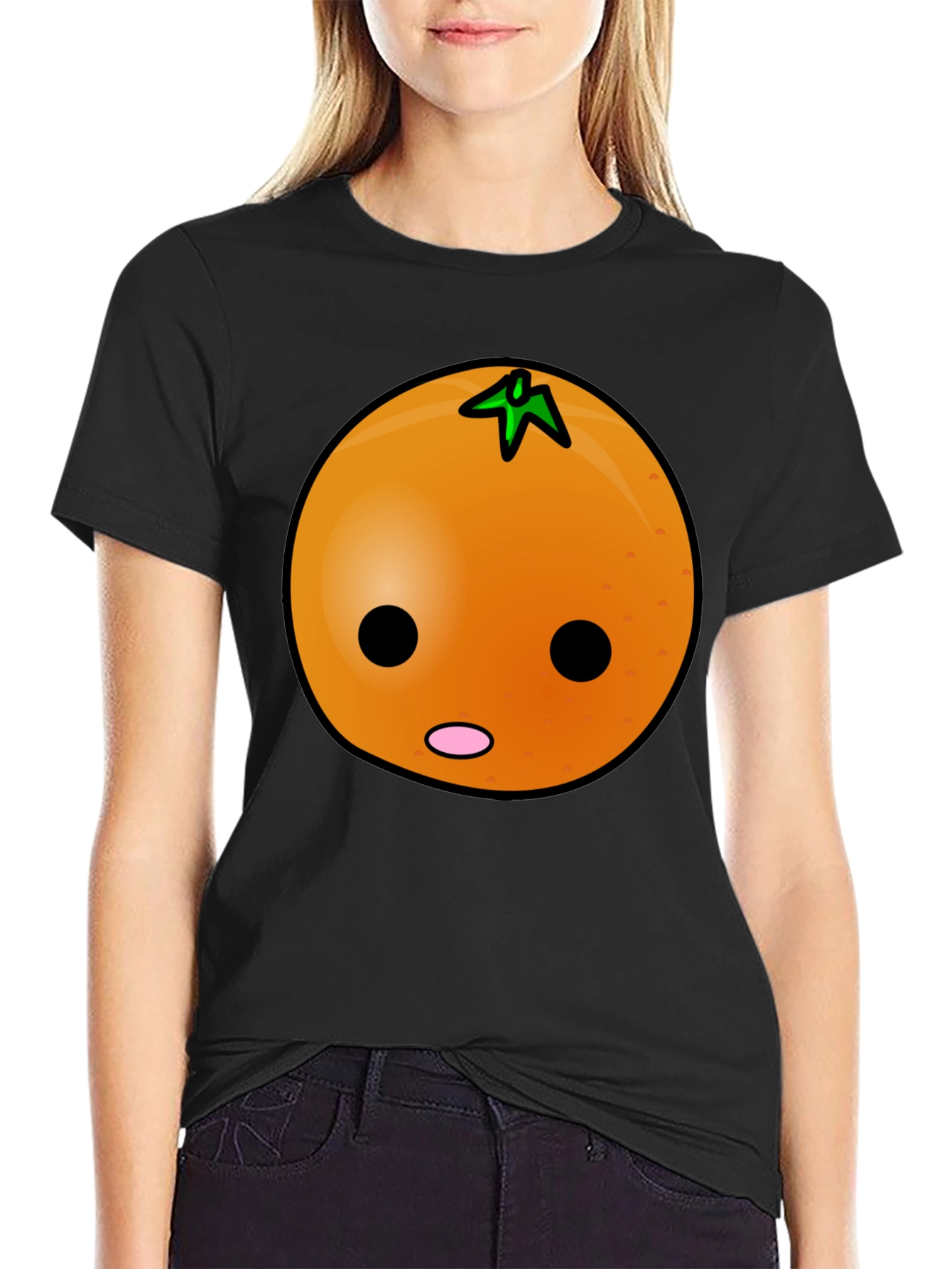 Orange Face Black T-Shirt