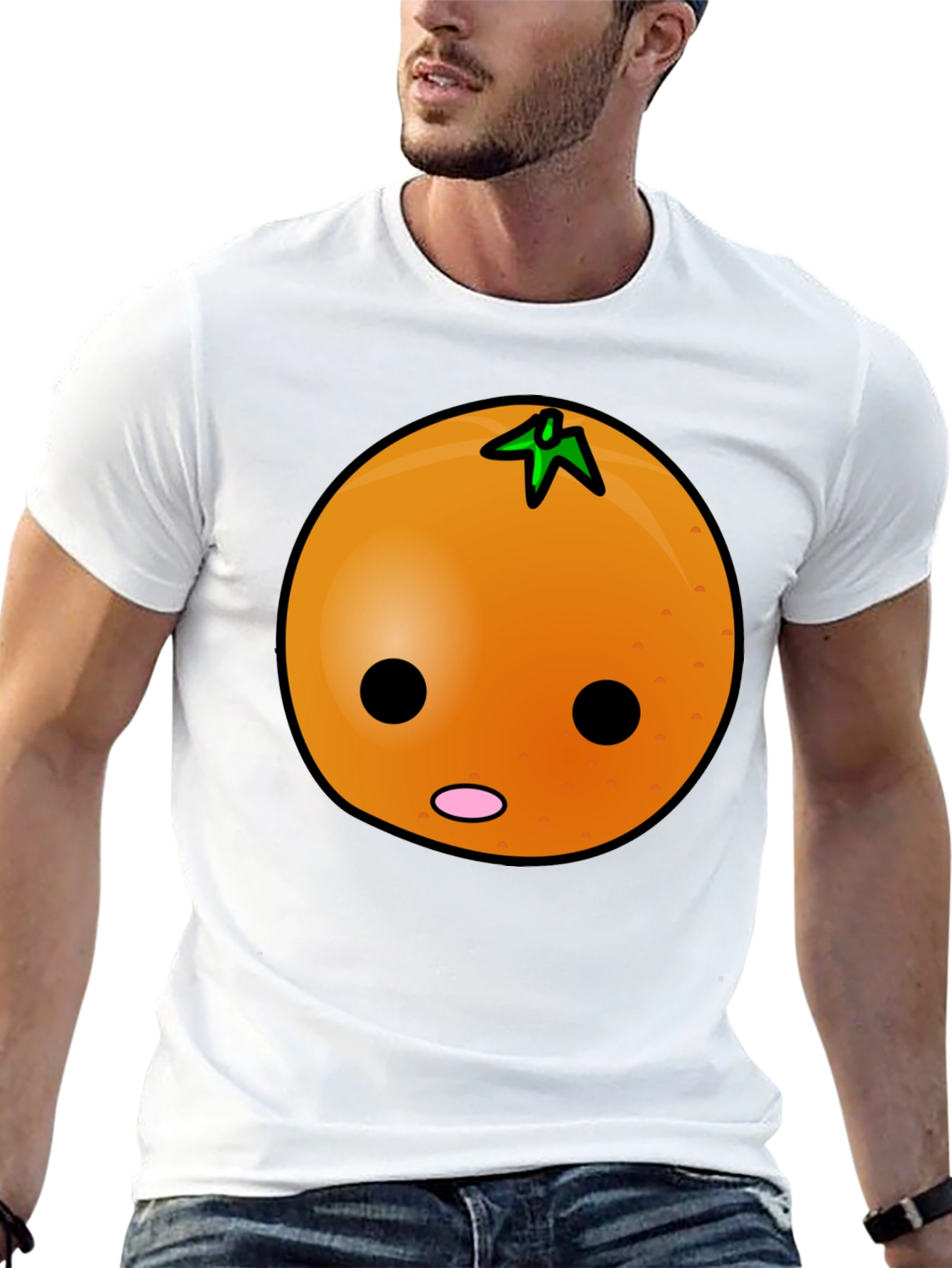 Orange Face Black T-Shirt