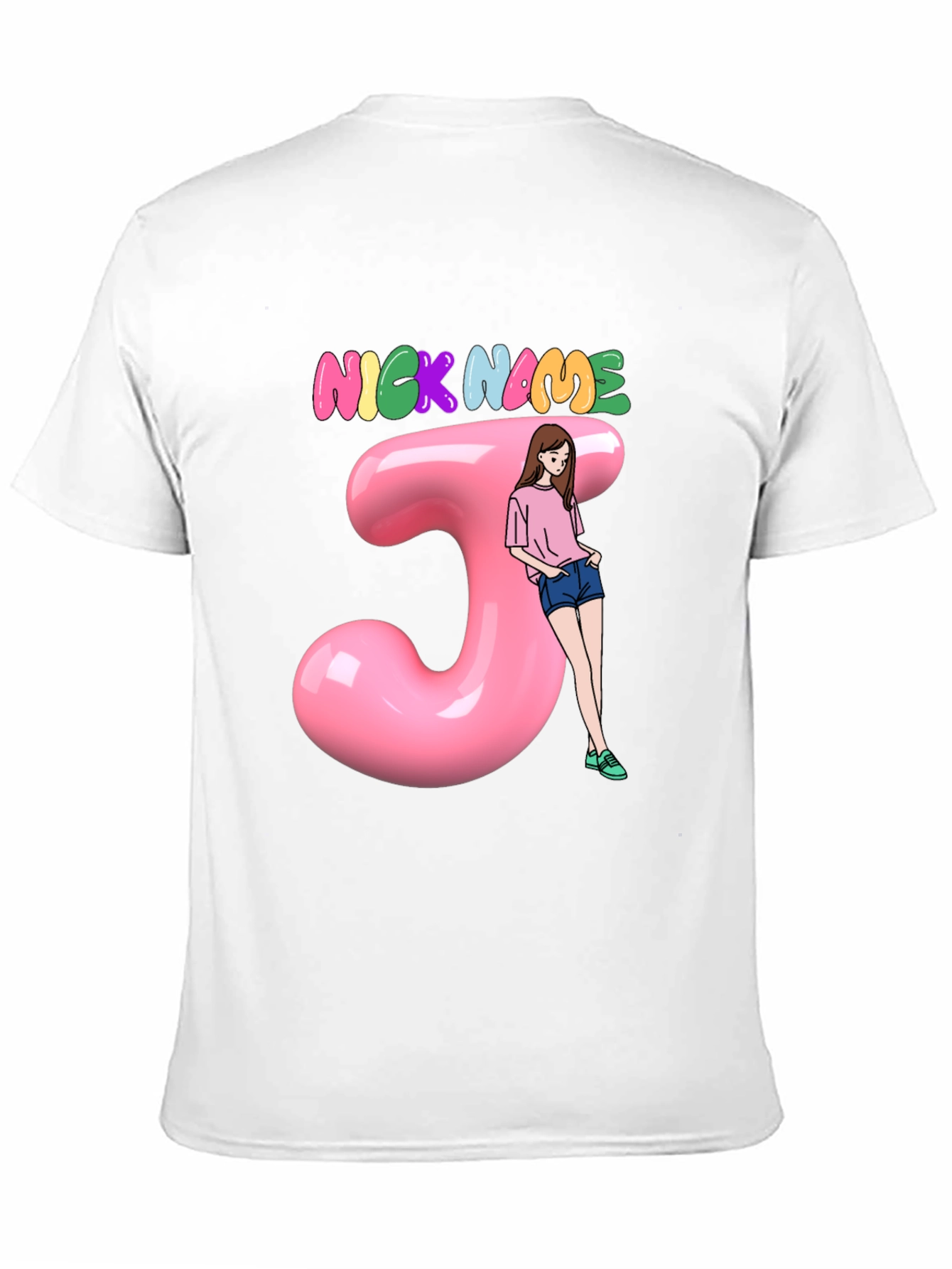 Customizable Nickname J Letter Pink T-Shirt
