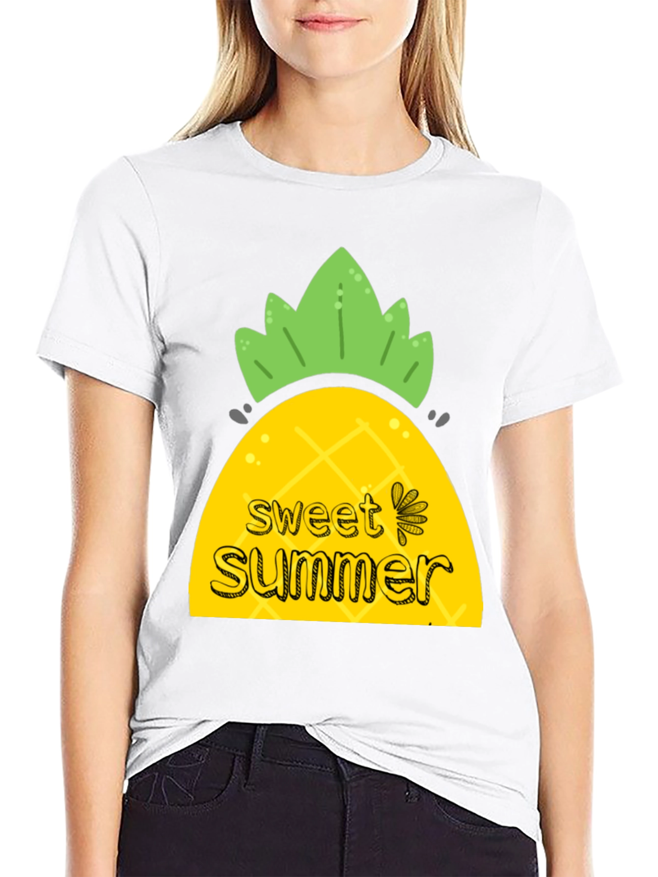 Sweet Summer Pineapple Graphic T-Shirt