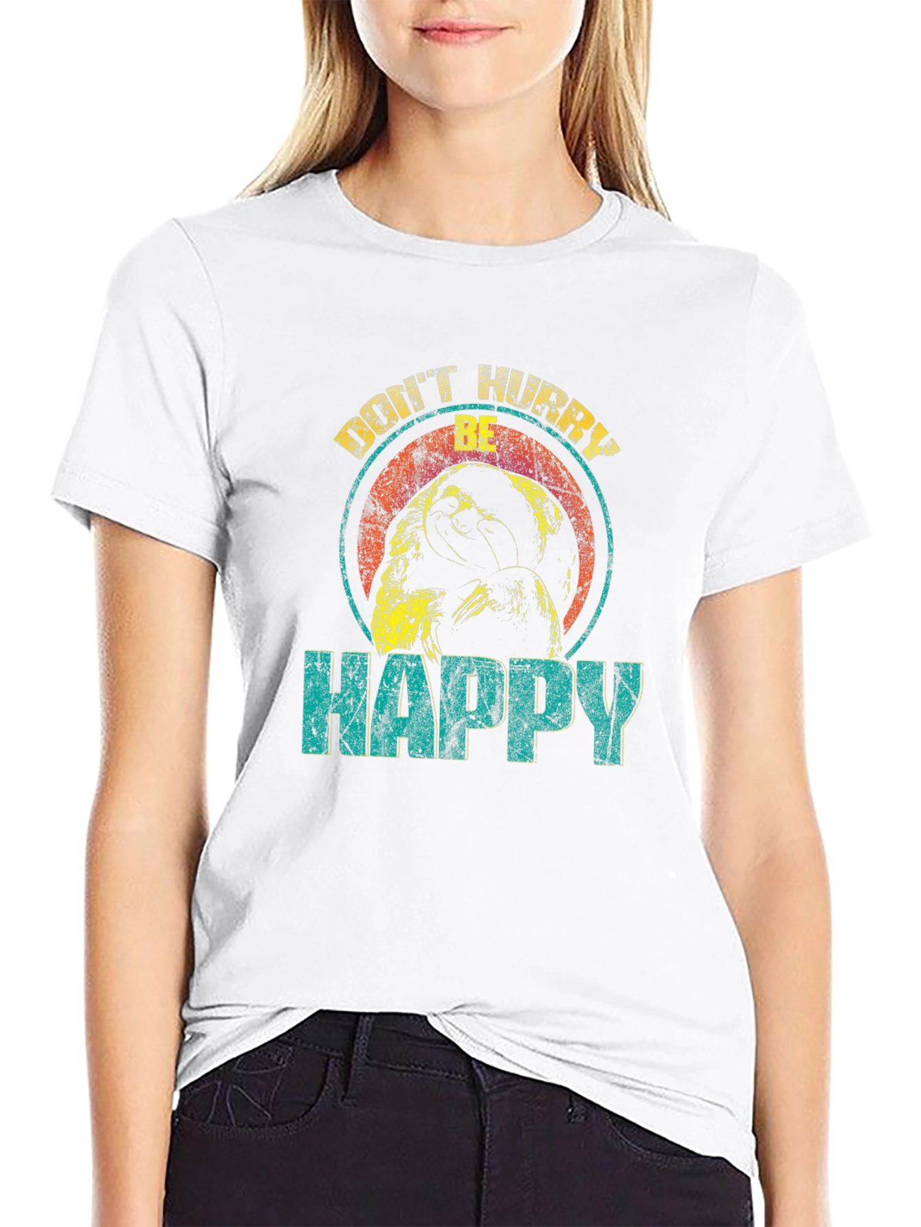 Dont Worry Be Happy Sloth Graphic Tee