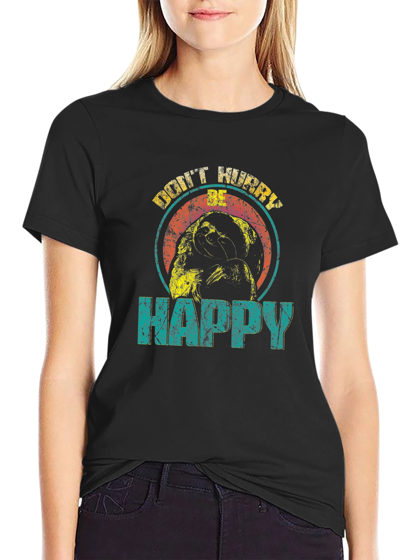 Dont Worry Be Happy Sloth Graphic Tee