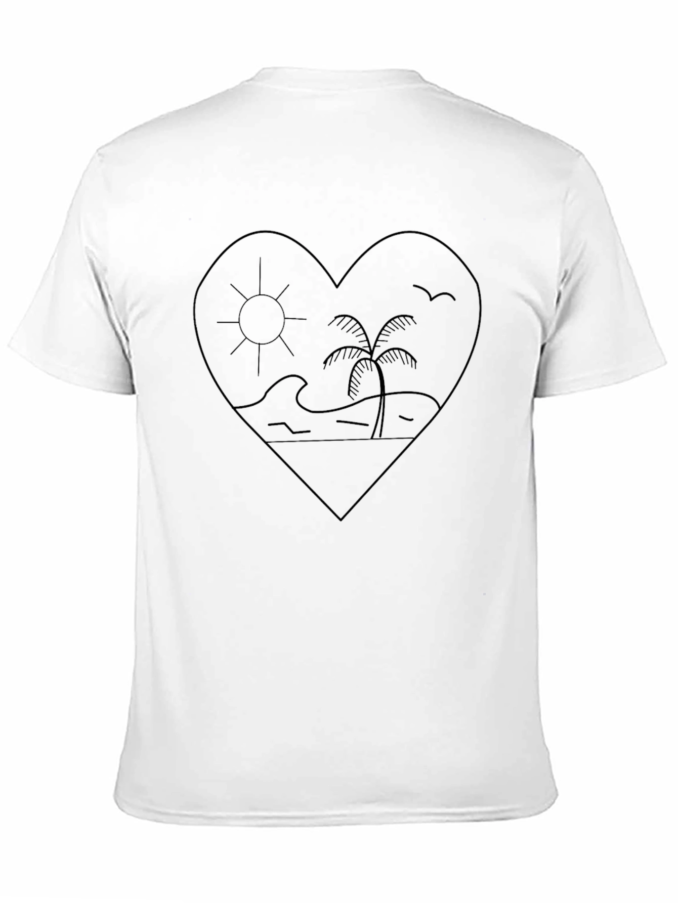 Heart Beach Graphic Tee - Black Cotton Casual Top