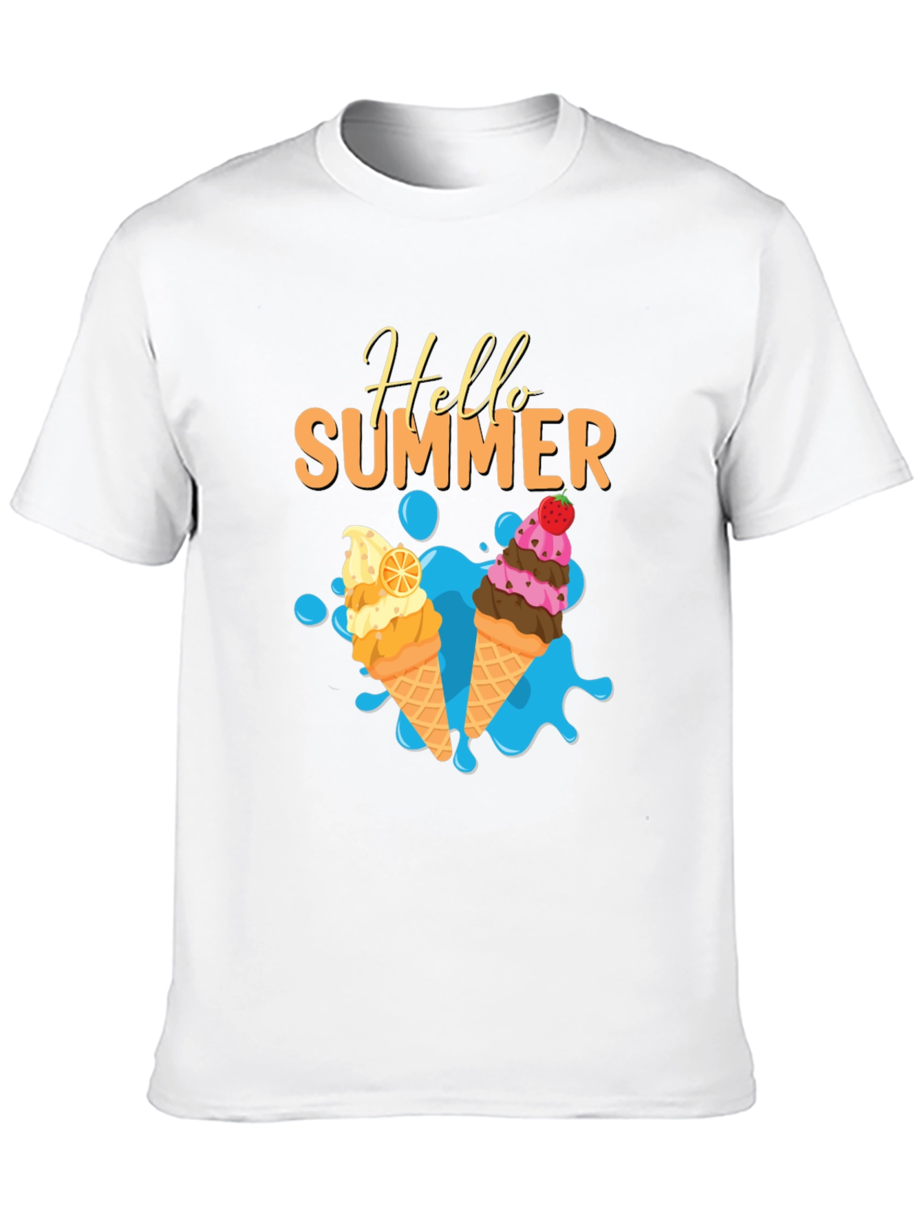 Hello Summer Ice Cream Graphic T-Shirt