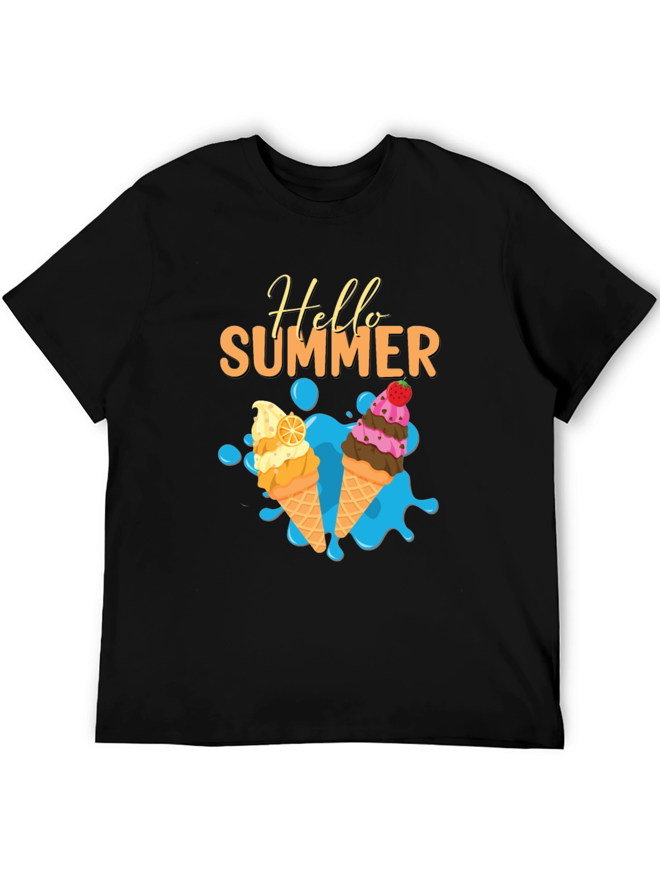 Hello Summer Ice Cream Graphic T-Shirt