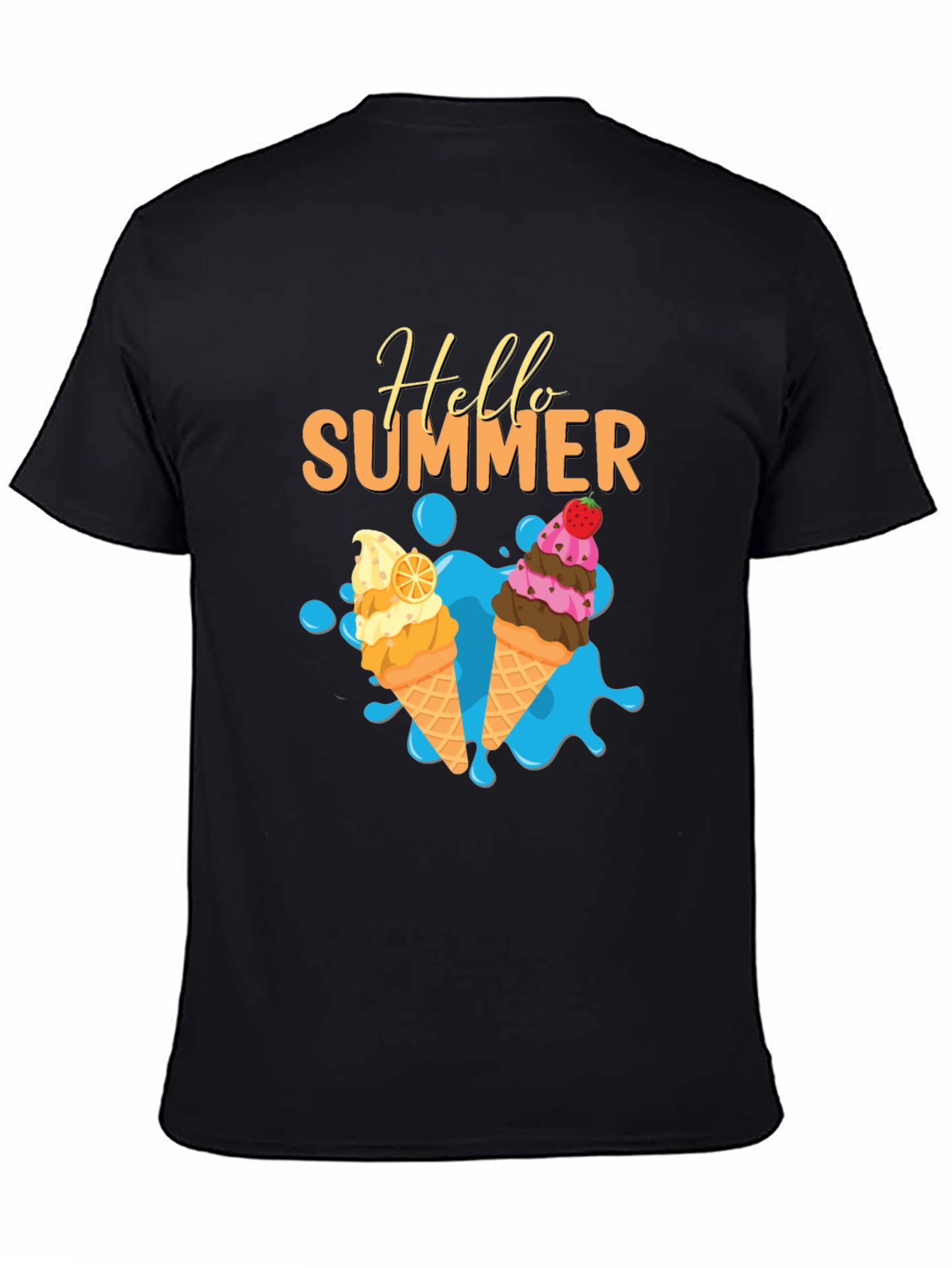 Hello Summer Ice Cream Graphic T-Shirt
