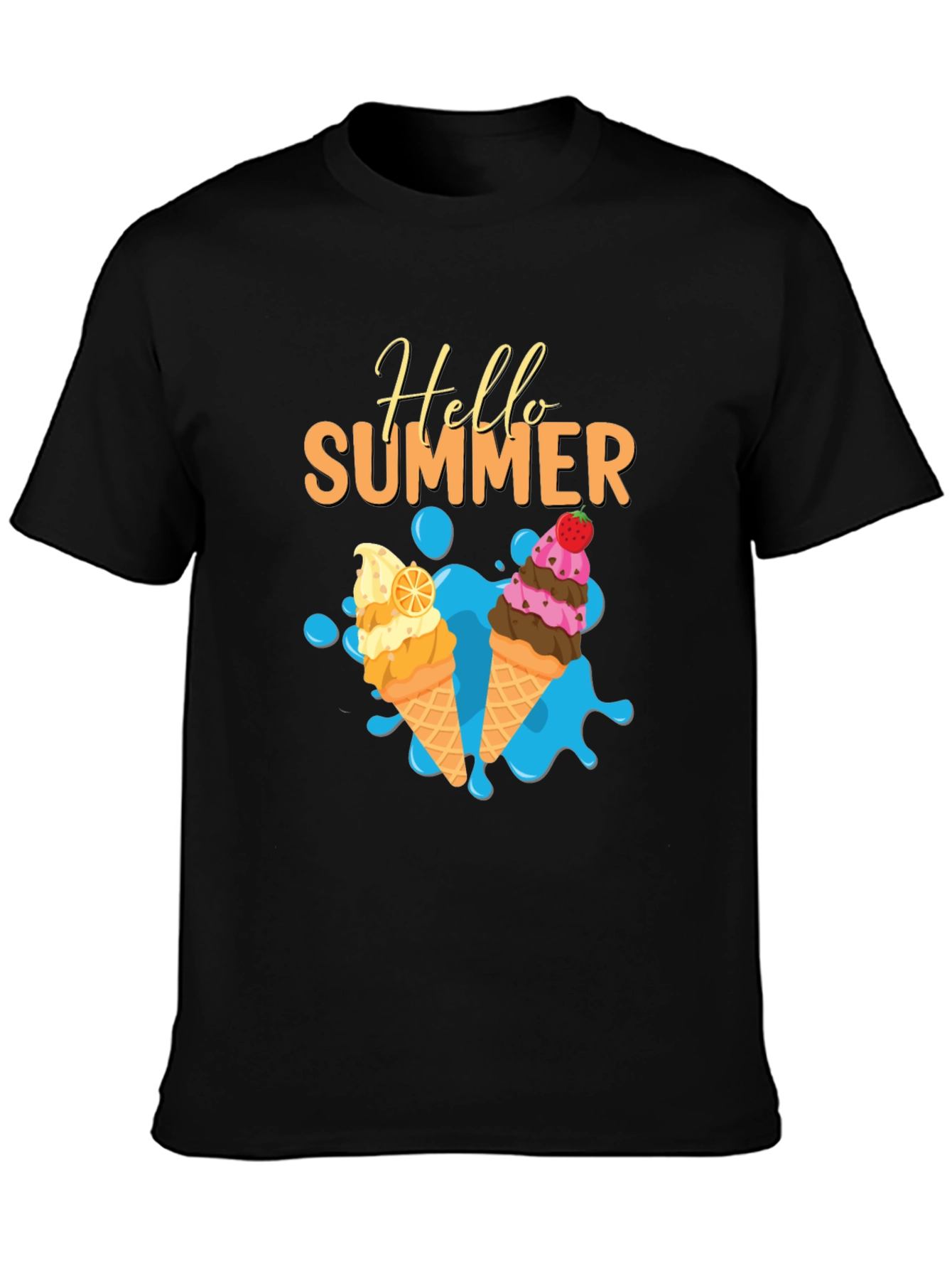 Hello Summer Ice Cream Graphic T-Shirt