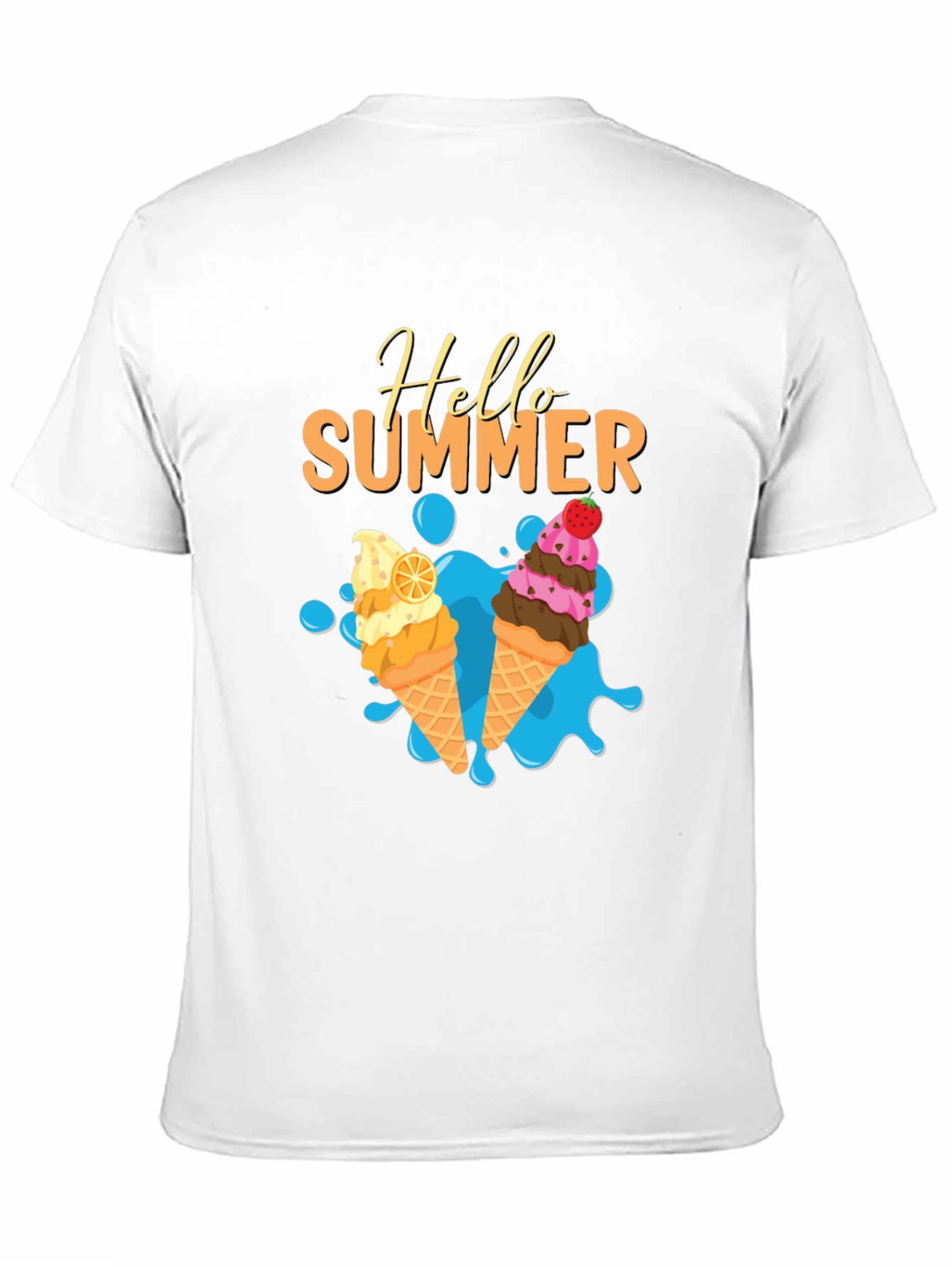Hello Summer Ice Cream Graphic T-Shirt