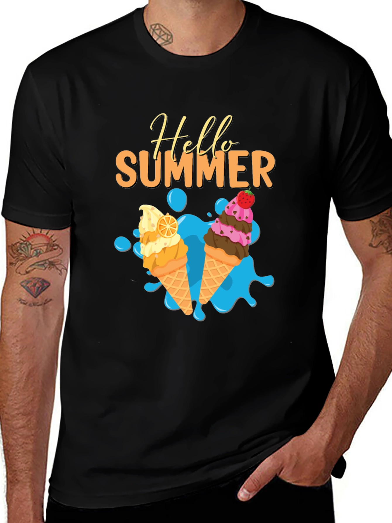 Hello Summer Ice Cream Graphic T-Shirt