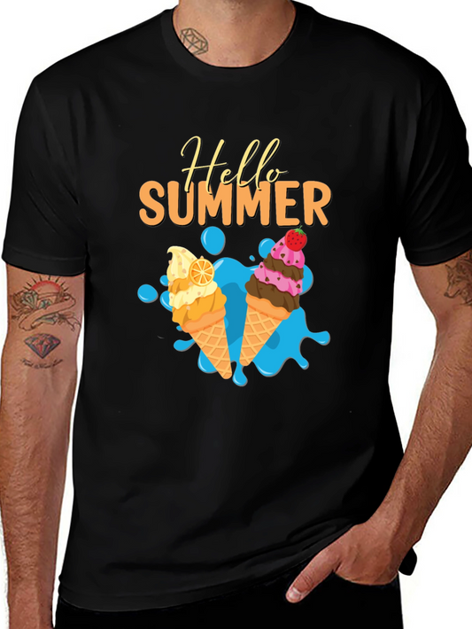 Hello Summer Ice Cream Graphic T-Shirt