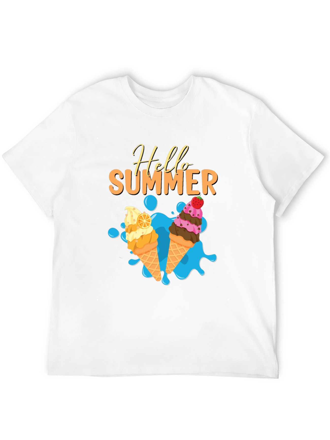 Hello Summer Ice Cream Graphic T-Shirt