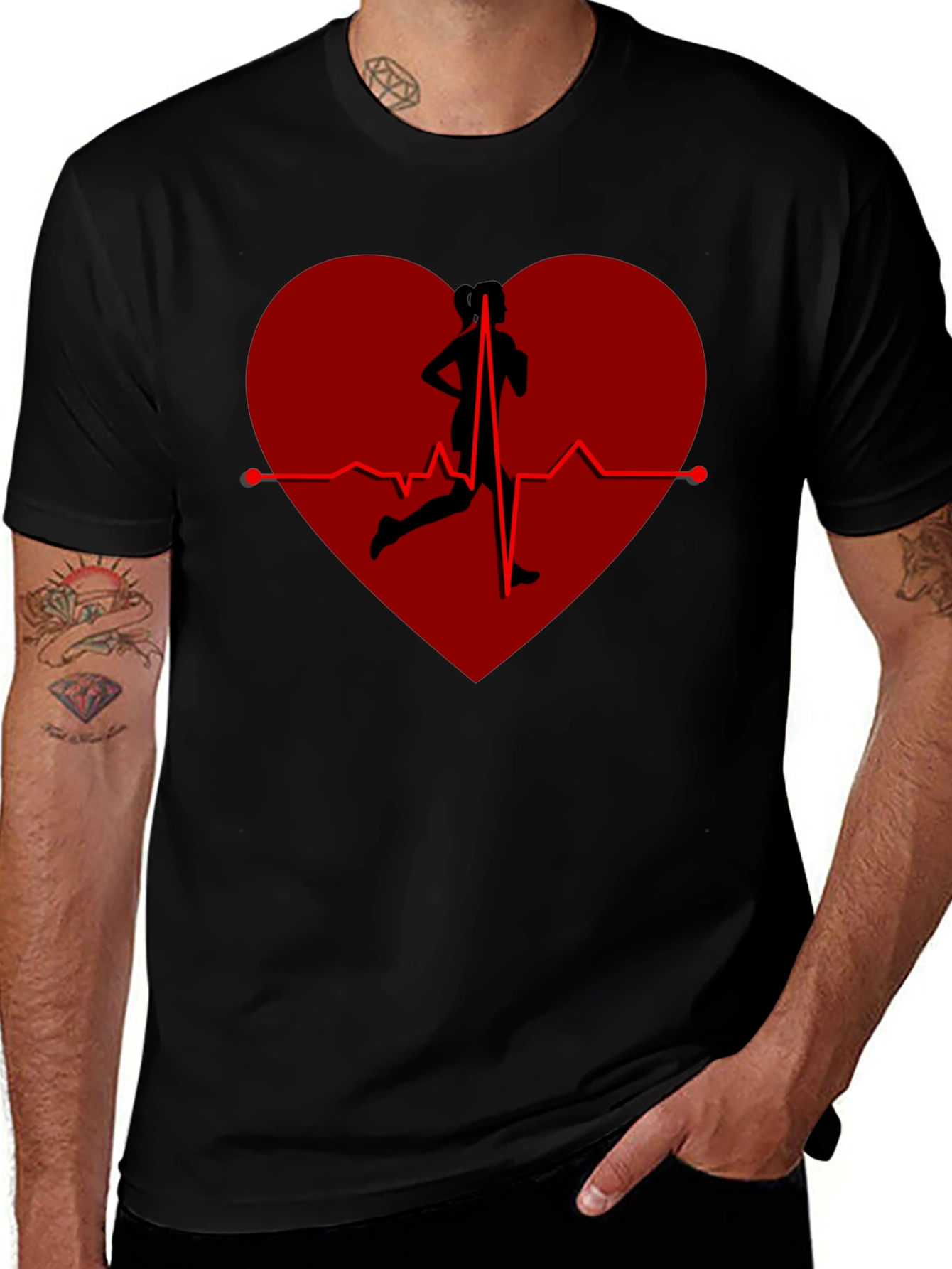 Runner Heartbeat T-Shirt - Cardio Fitness Tee