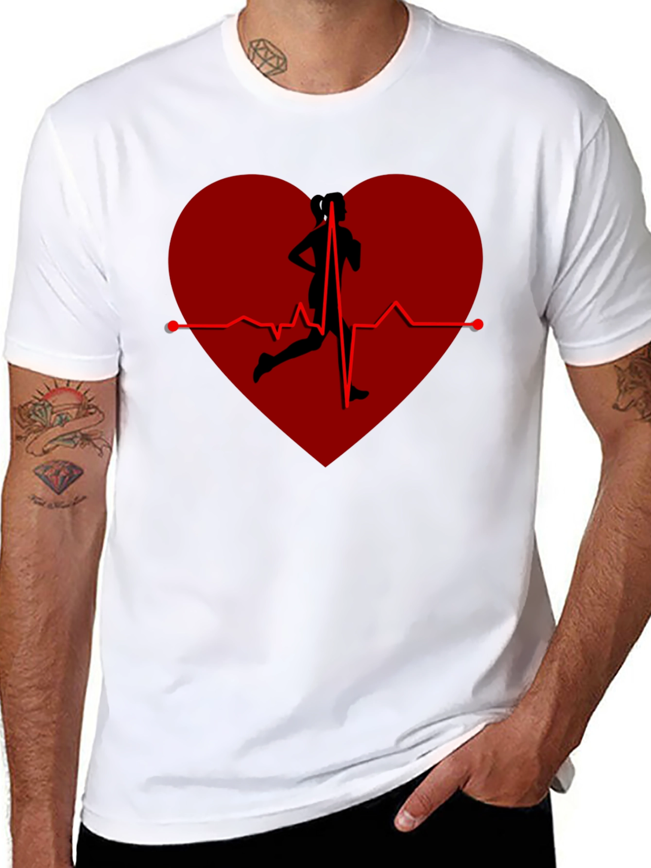 Runner Heartbeat T-Shirt - Cardio Fitness Tee