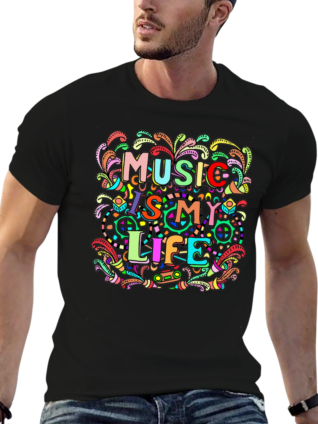 Music Is My Life Graphic Print T-Shirt