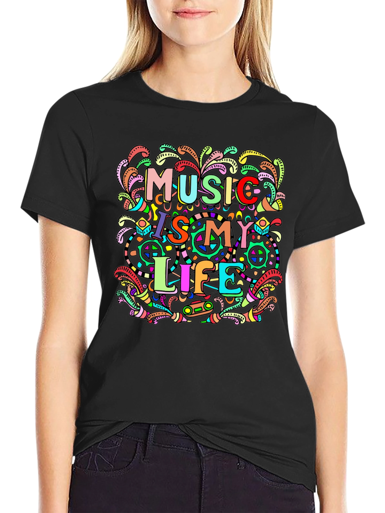Music Is My Life Graphic Print T-Shirt