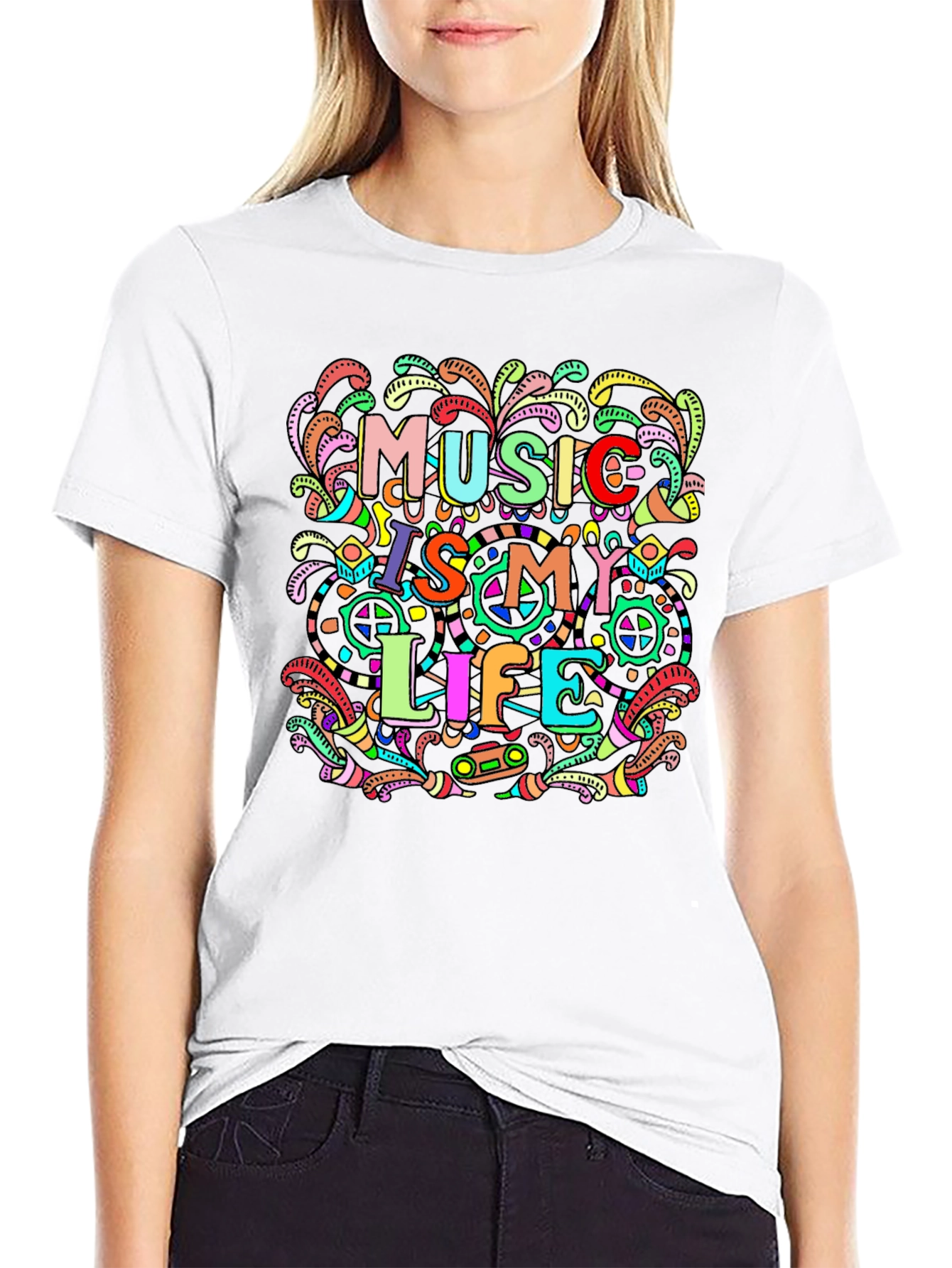 Music Is My Life Graphic Print T-Shirt