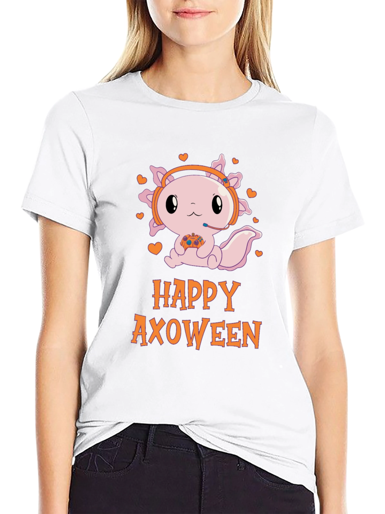 Happy Axoween Gamer T-Shirt - Cute Axolotl Design