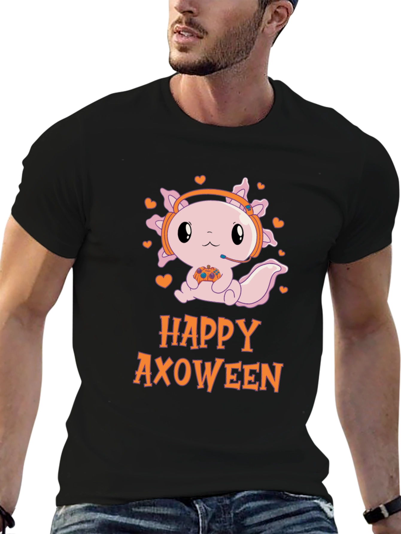 Happy Axoween Gamer T-Shirt - Cute Axolotl Design