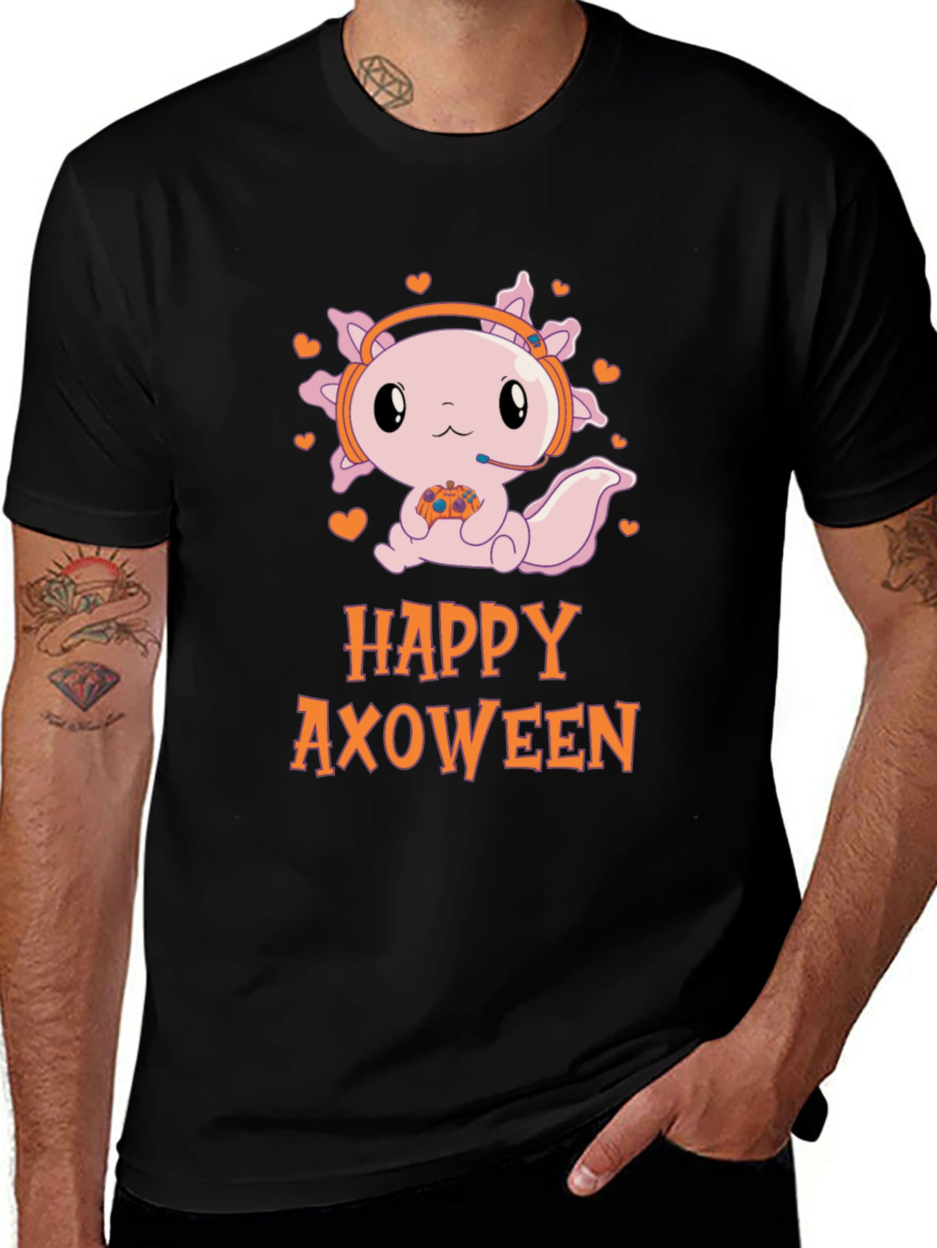 Happy Axoween Gamer T-Shirt - Cute Axolotl Design