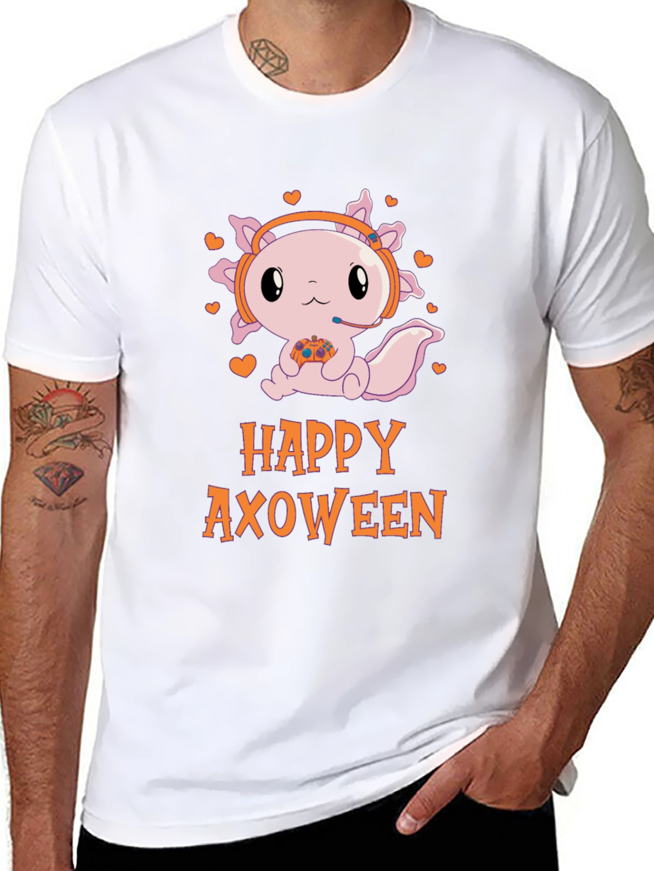 Happy Axoween Gamer T-Shirt - Cute Axolotl Design