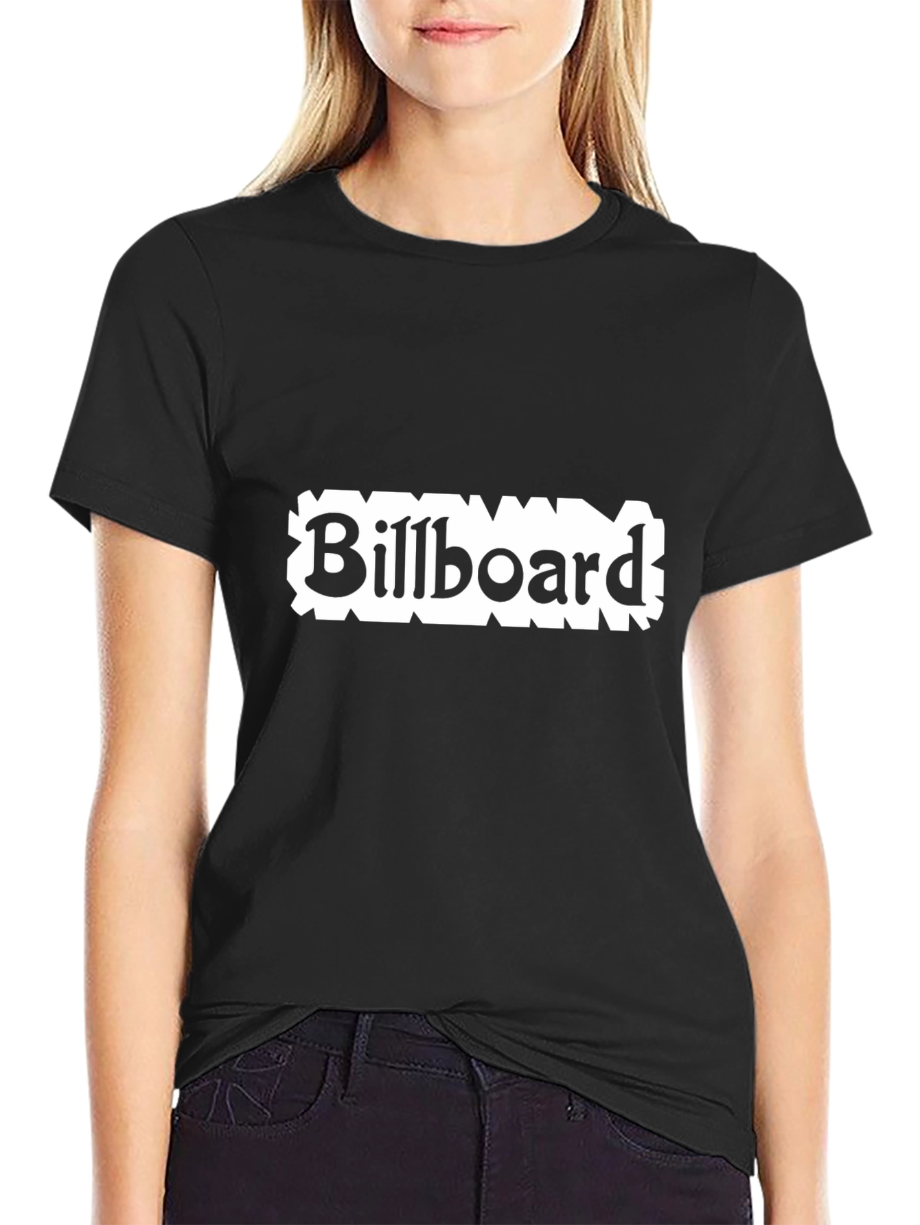 Billboard Graphic Tee - Black Cotton Blend T-Shirt