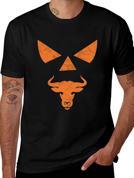 Bull Jack-O-Lantern Graphic Tee - Halloween Shirt