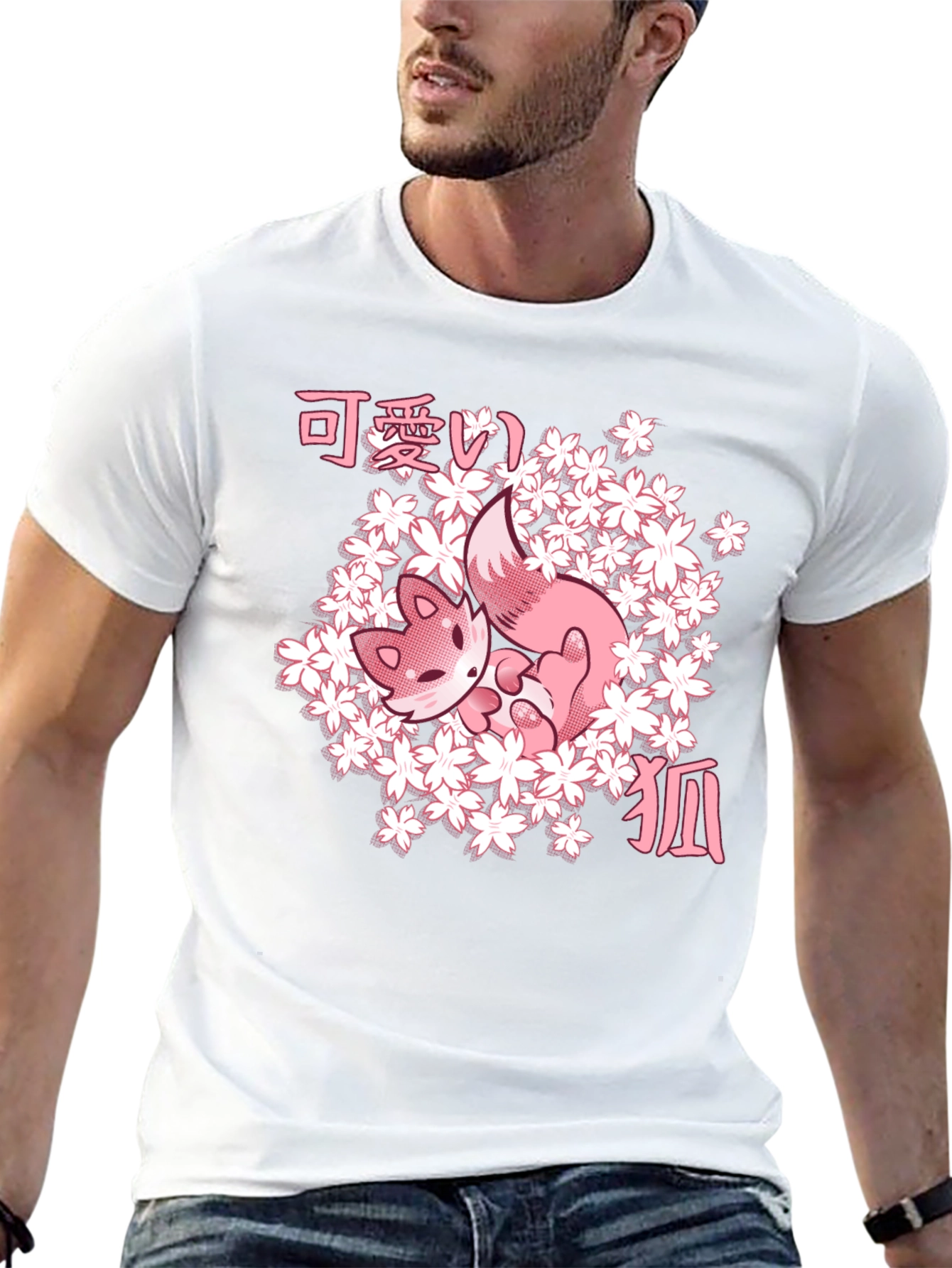 Cute Fox Sakura Graphic T-Shirt