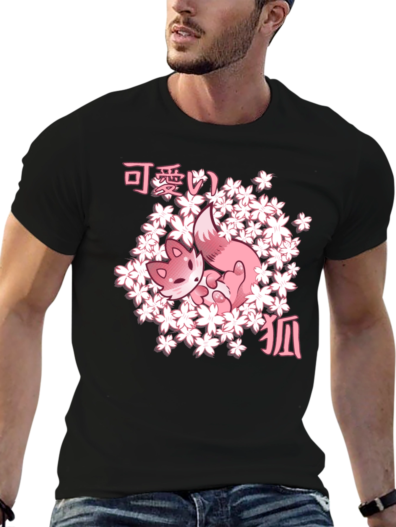 Cute Fox Sakura Graphic T-Shirt