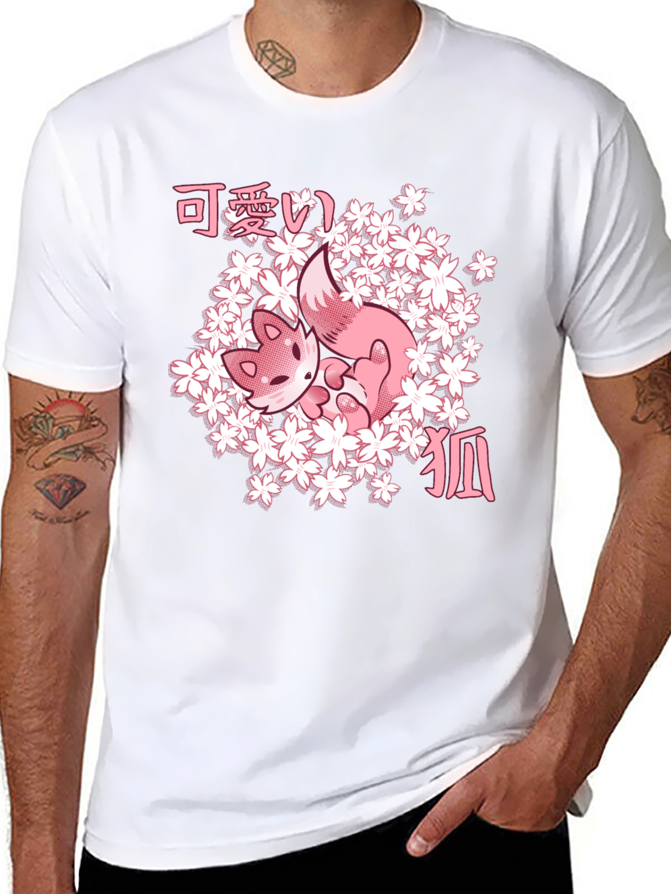 Cute Fox Sakura Graphic T-Shirt