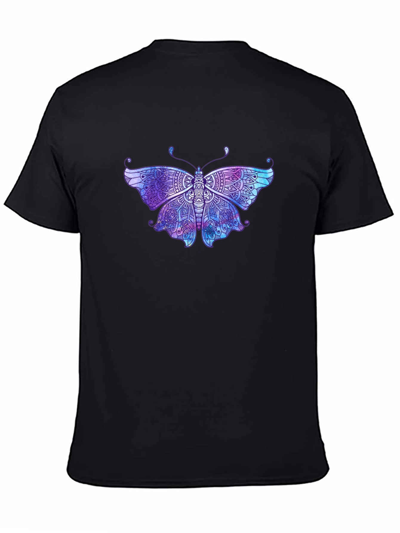 Butterfly Mandala Graphic Tee - Black Cotton T-Shirt