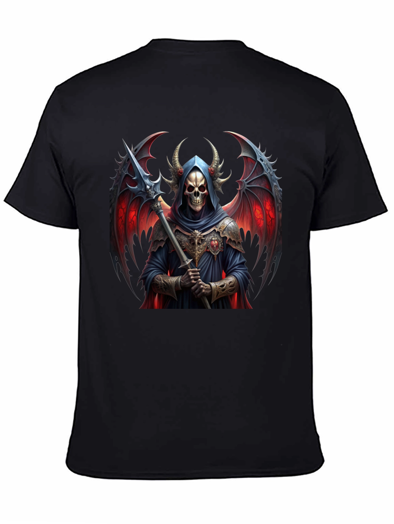 Grim Reaper Graphic Tee - Black Cotton Devilish Design