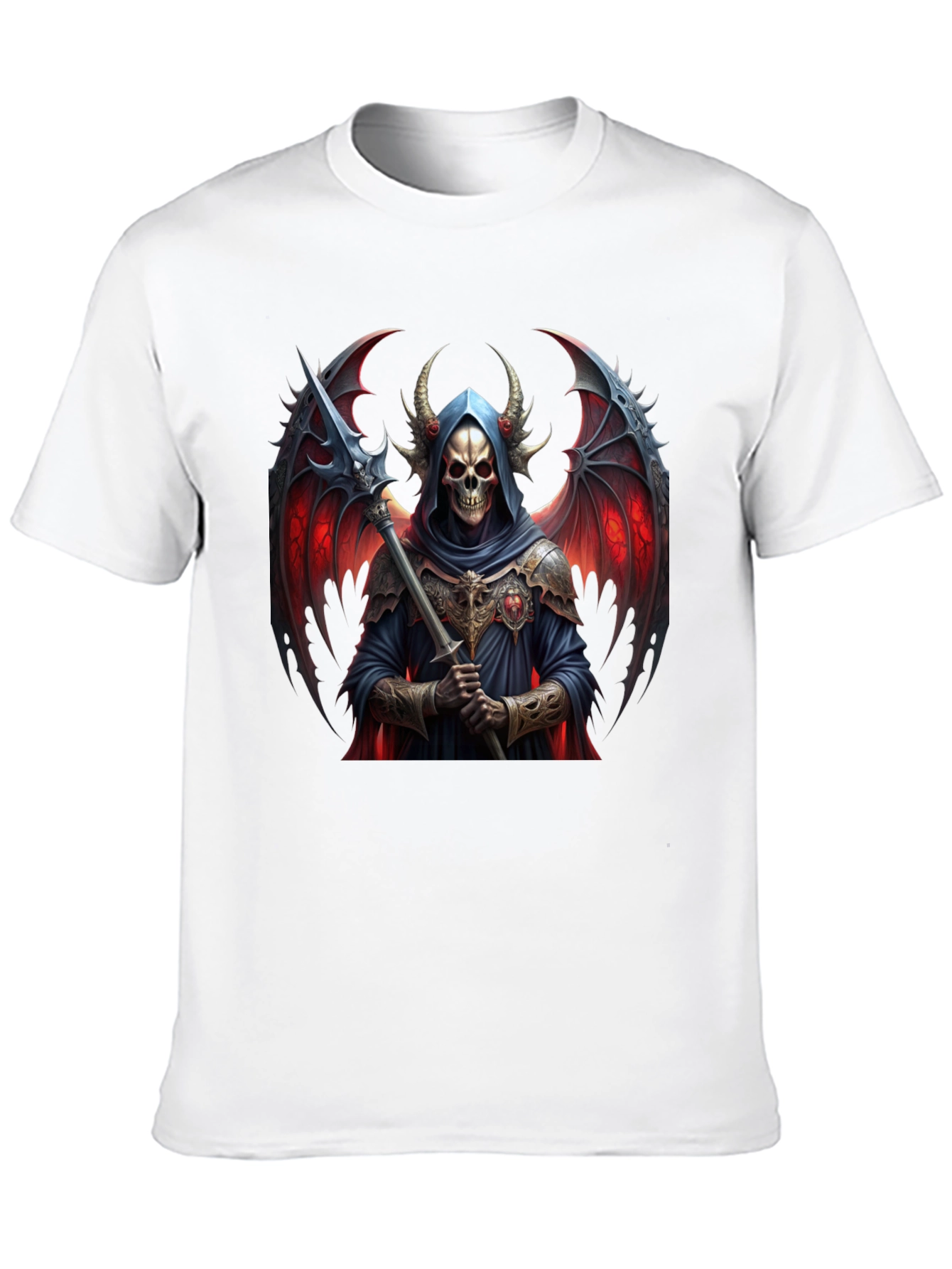 Grim Reaper Graphic Tee - Black Cotton Devilish Design