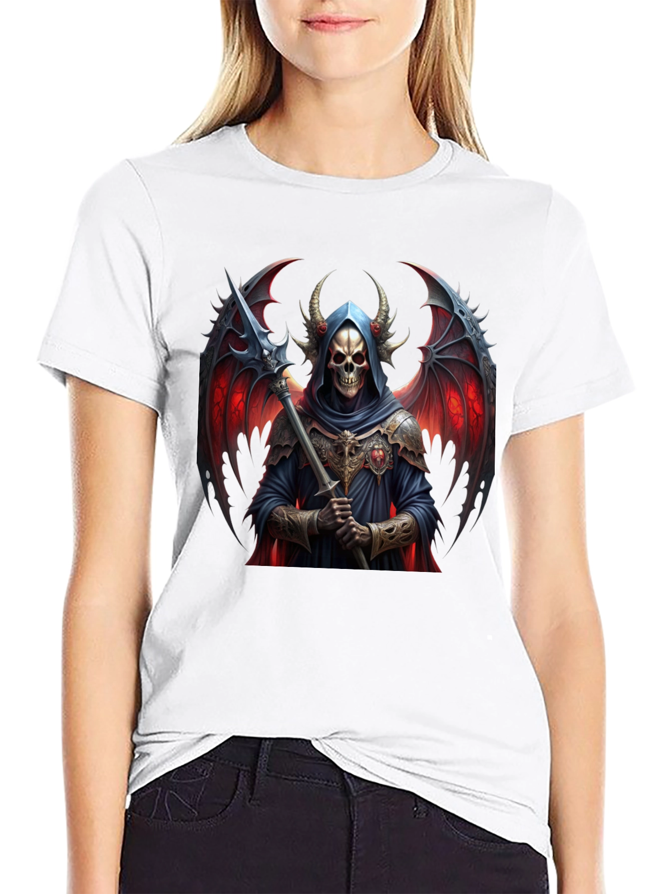 Grim Reaper Graphic Tee - Black Cotton Devilish Design