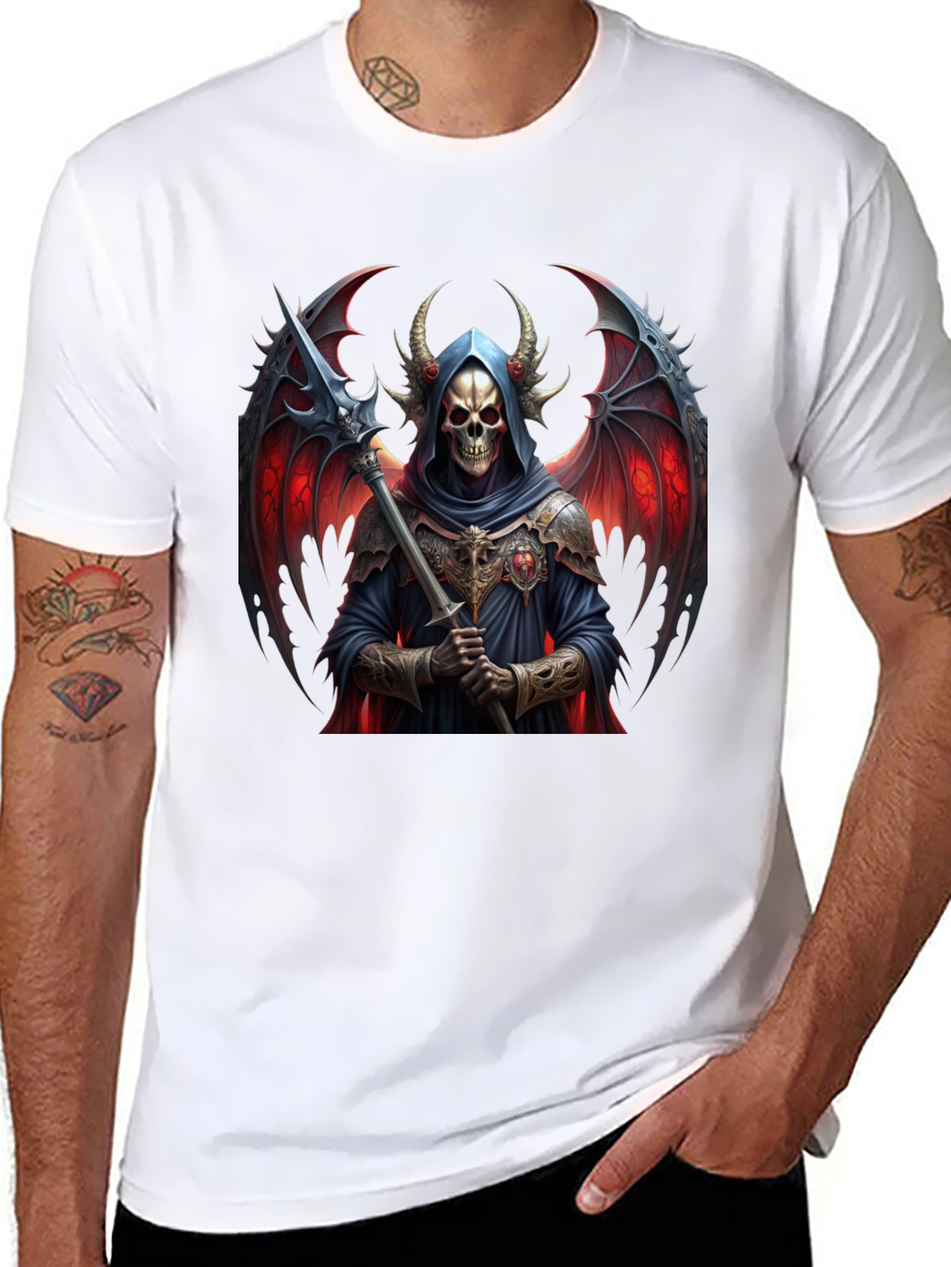 Grim Reaper Graphic Tee - Black Cotton Devilish Design