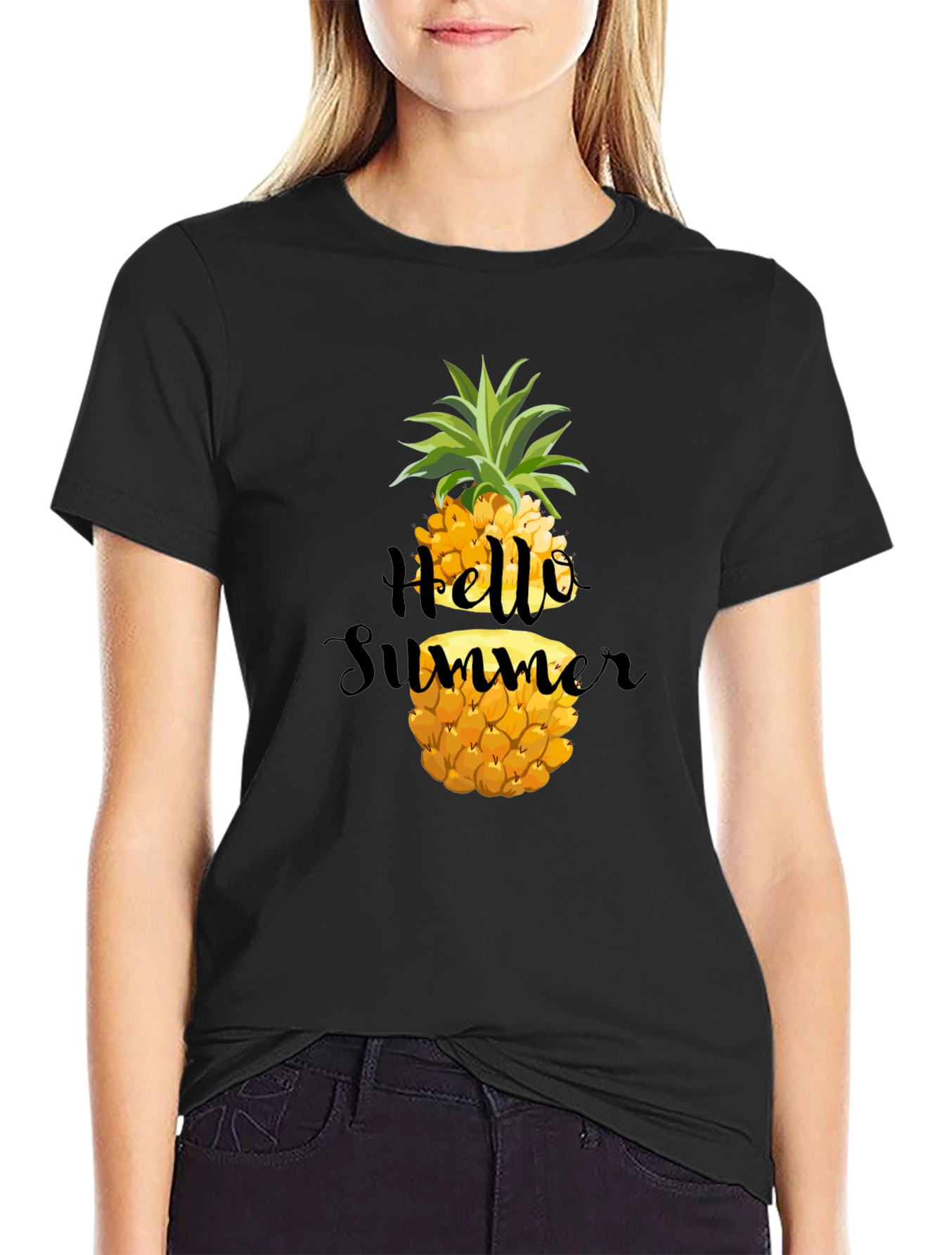 Hello Summer Pineapple Graphic T-Shirt